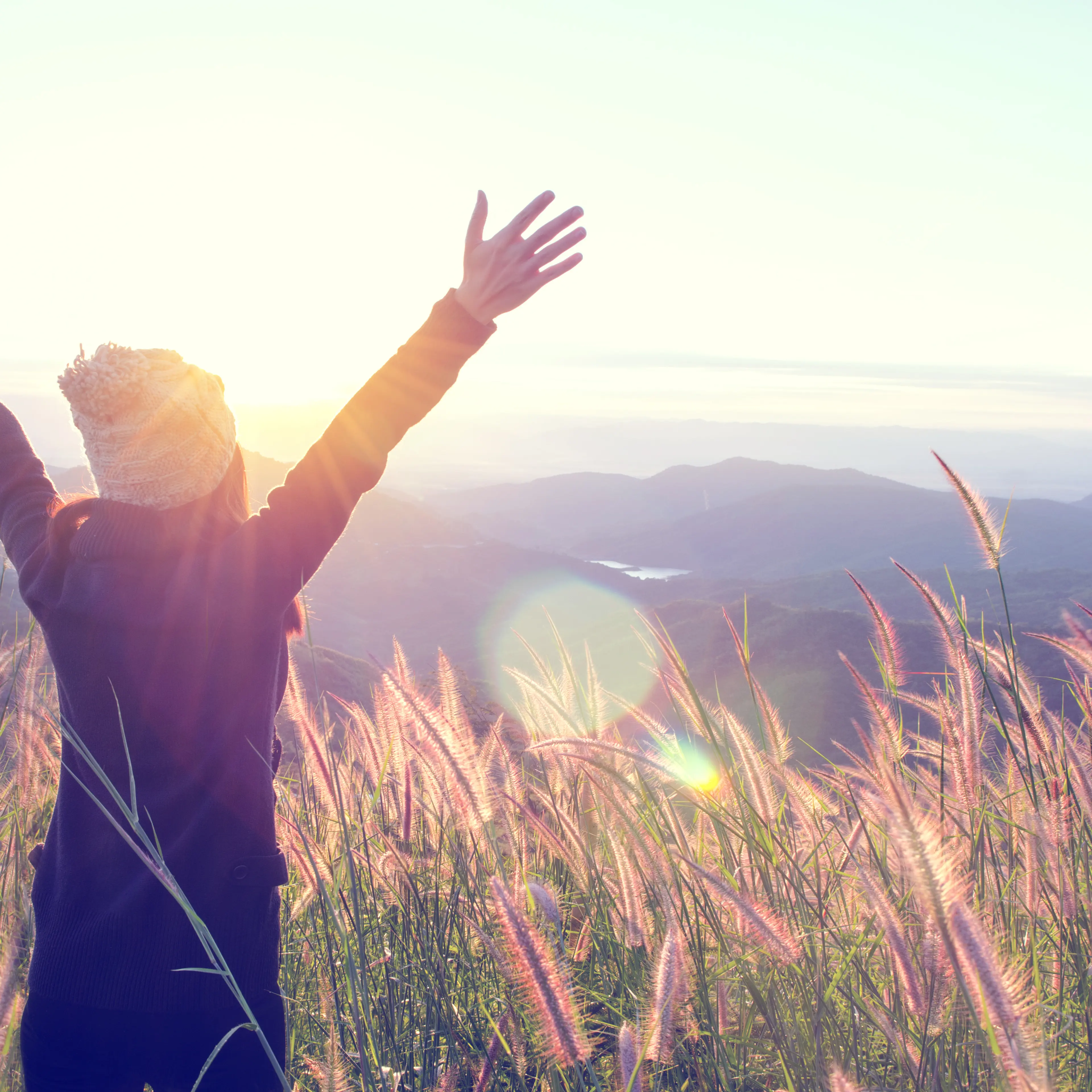 Happy woman enjoying nature