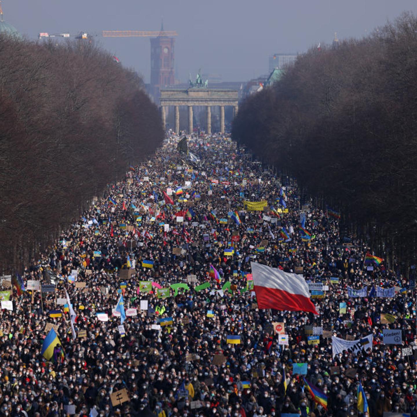 Berlin Holds Large Anti-War Rally As Ukraine Battles Russian Invasion