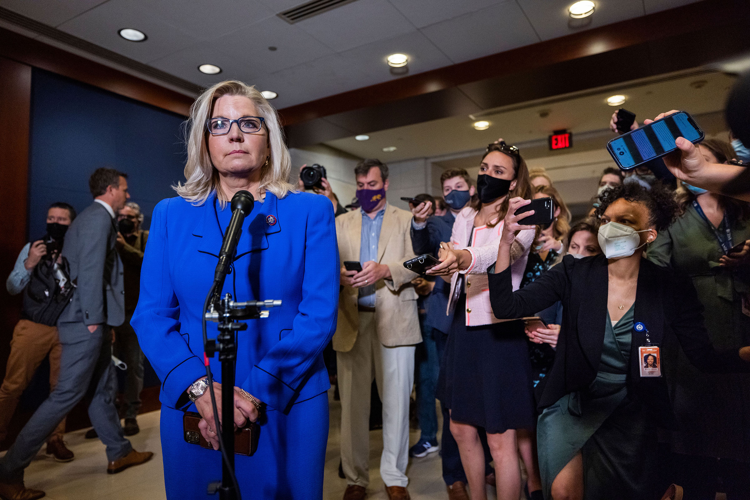 Liz Cheney speaks after being voted out of her House GOP Conference Chair position in the Capitol in Washington on May 12, 2021.