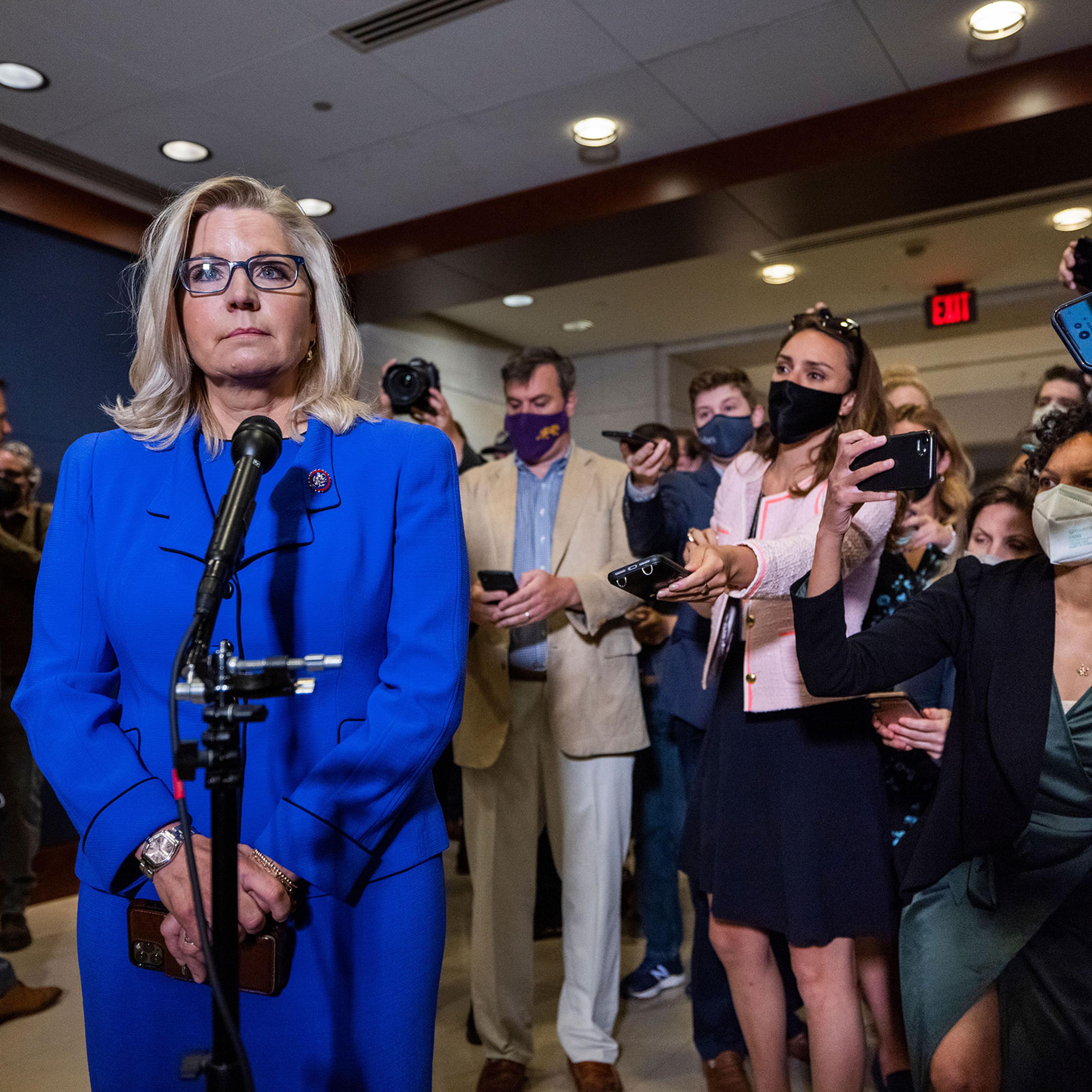 Liz Cheney speaks after being voted out of her House GOP Conference Chair position in the Capitol in Washington on May 12, 2021.