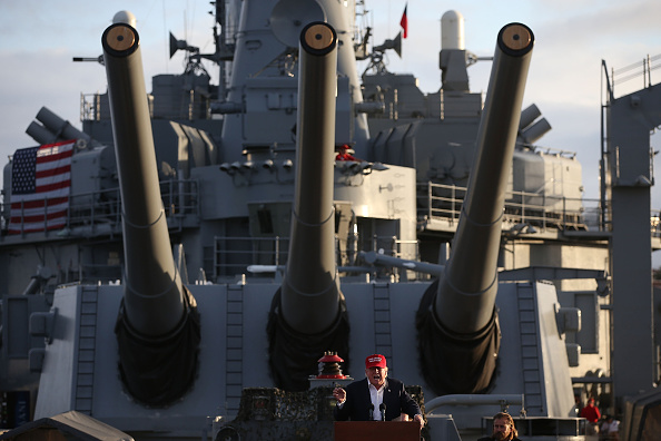 Donald Trump Leads Rally For US Military At USS Iowa