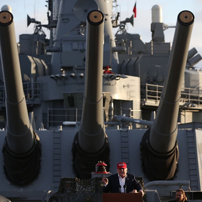 Donald Trump Leads Rally For US Military At USS Iowa