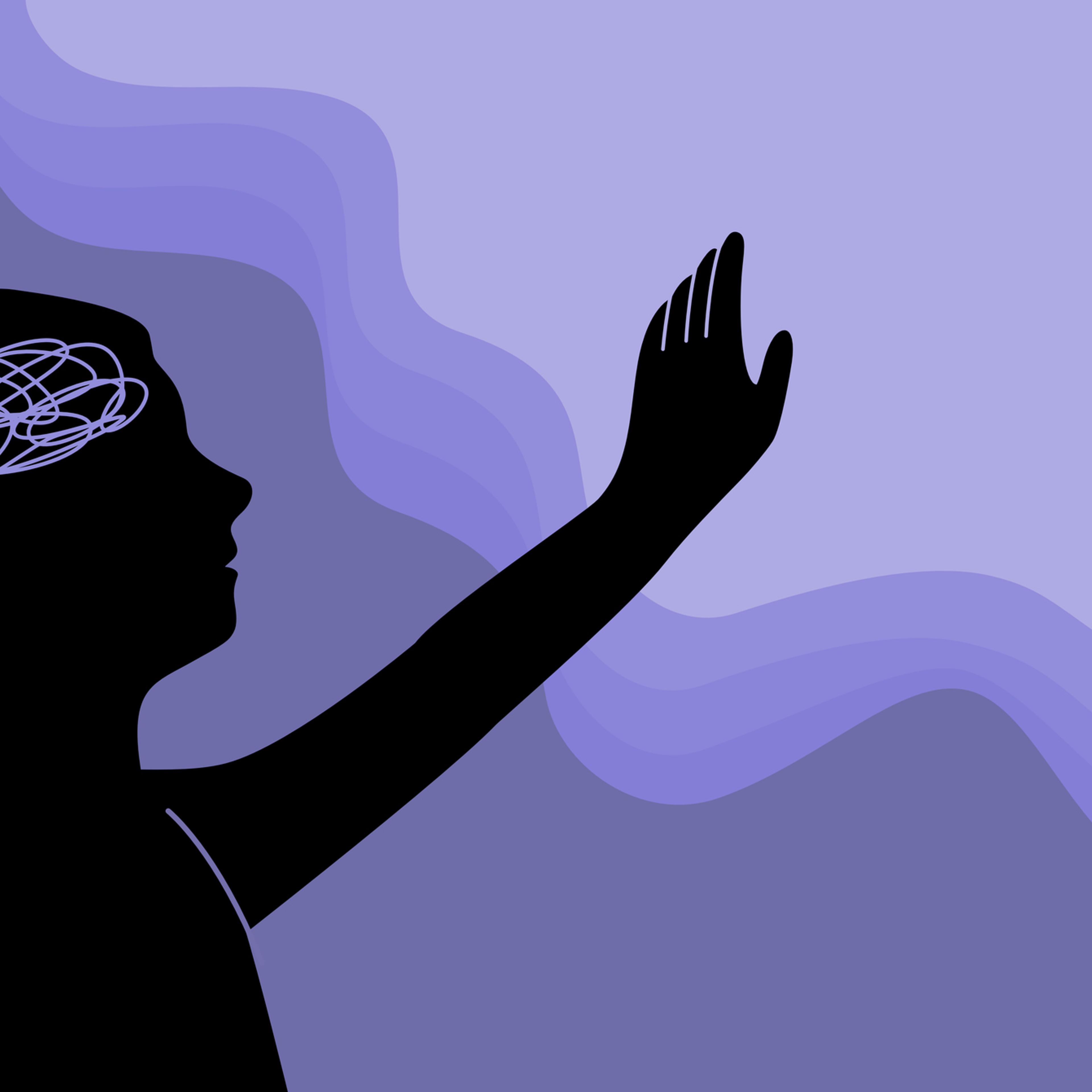 Silhouette of a child boy in mental health children awareness concept, flat vector illustration.