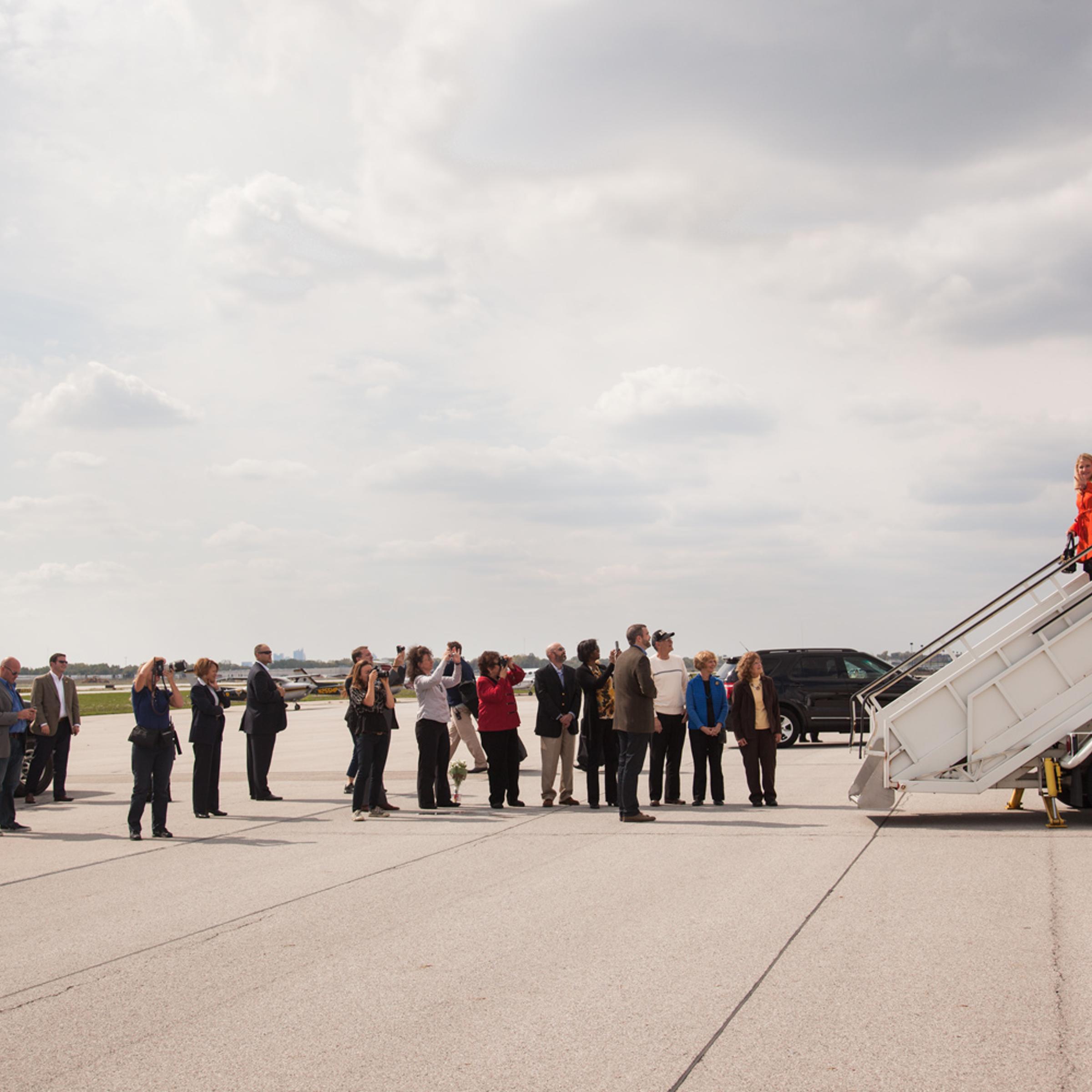 Paul Ryan and his wife exit their plane in Colombus, Ohio. Sept. 29, 2012.