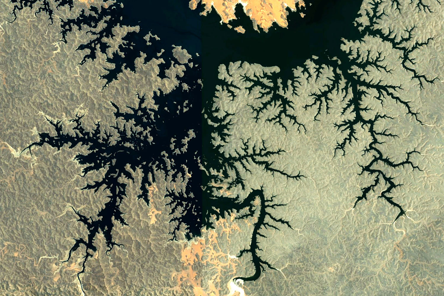 <i>The images in this gallery of natural fractal patterns on earth, viewed from space, have been curated from Google Earth by professor Paul Bourke.</i>
<br /><br />Egypt