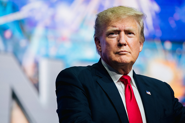 Former U.S. President Donald Trump prepares to speak at the Rally To Protect Our Elections conference in Phoenix, Arizona, on July 24, 2021.