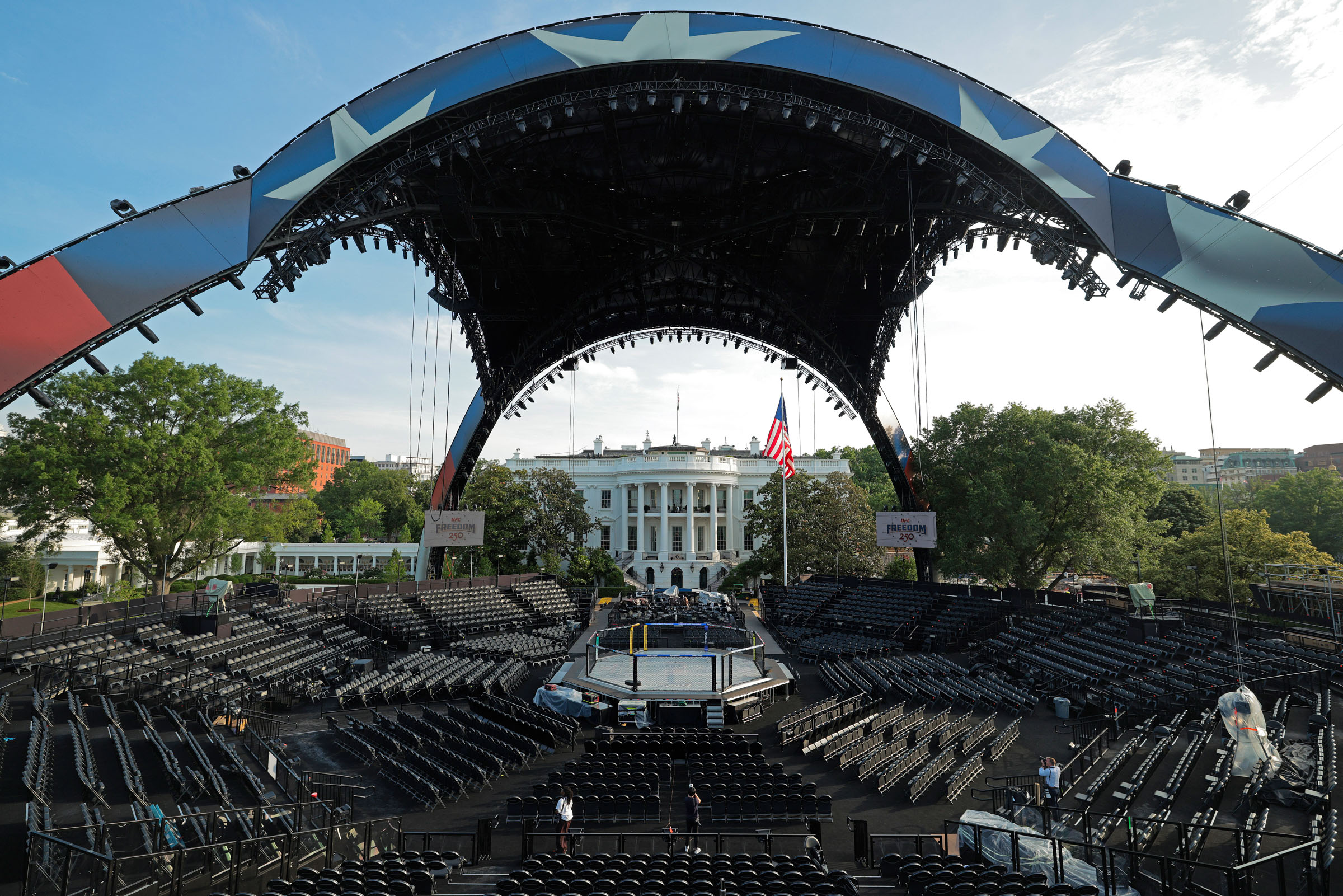 Inside the Massive Arena Constructed for the UFC’s White House Cage Match Inside the Massive Arena Constructed for the UFC’s White House Cage Match