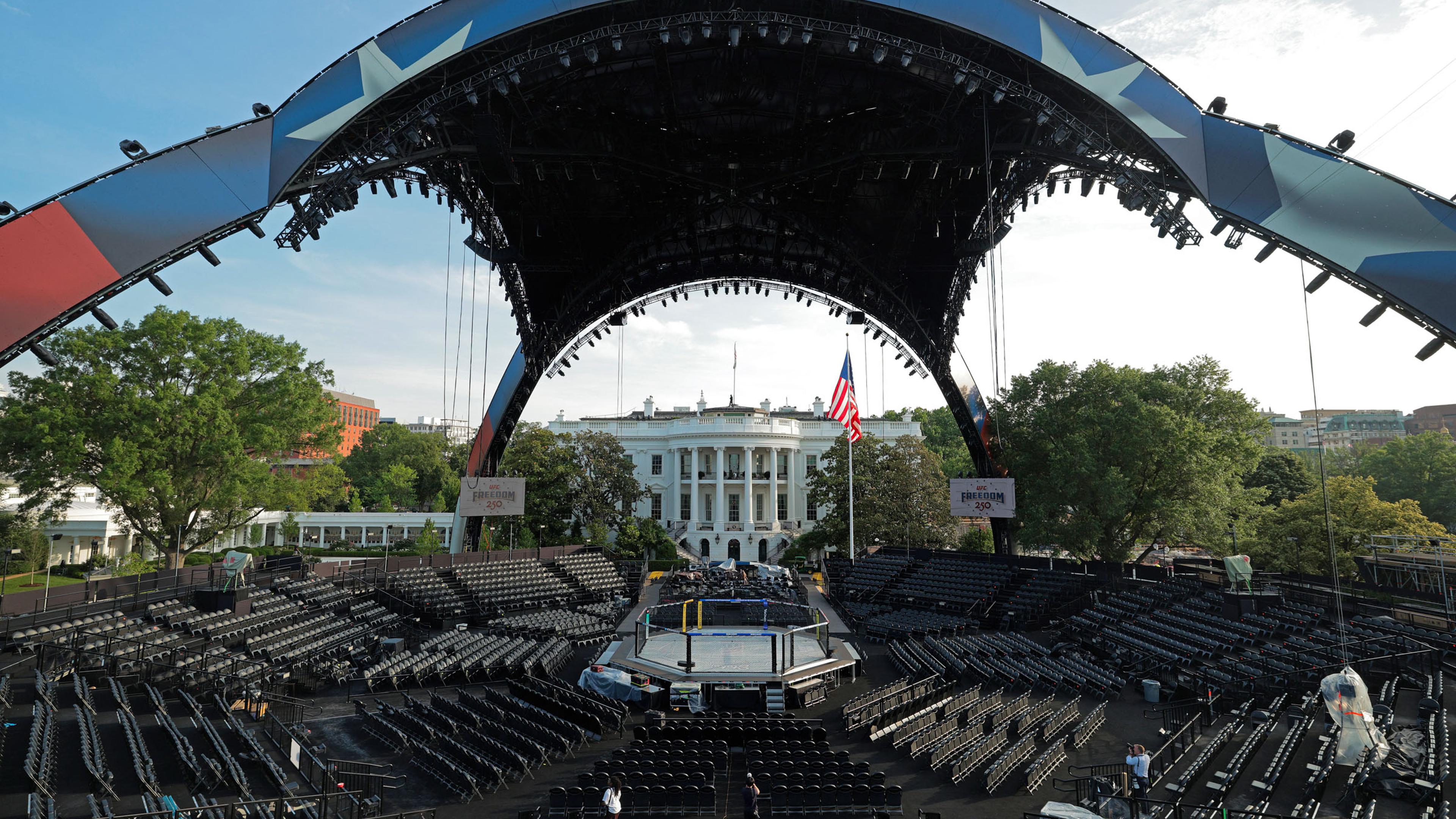 Inside the Massive Arena Constructed for the UFC’s White House Cage Match