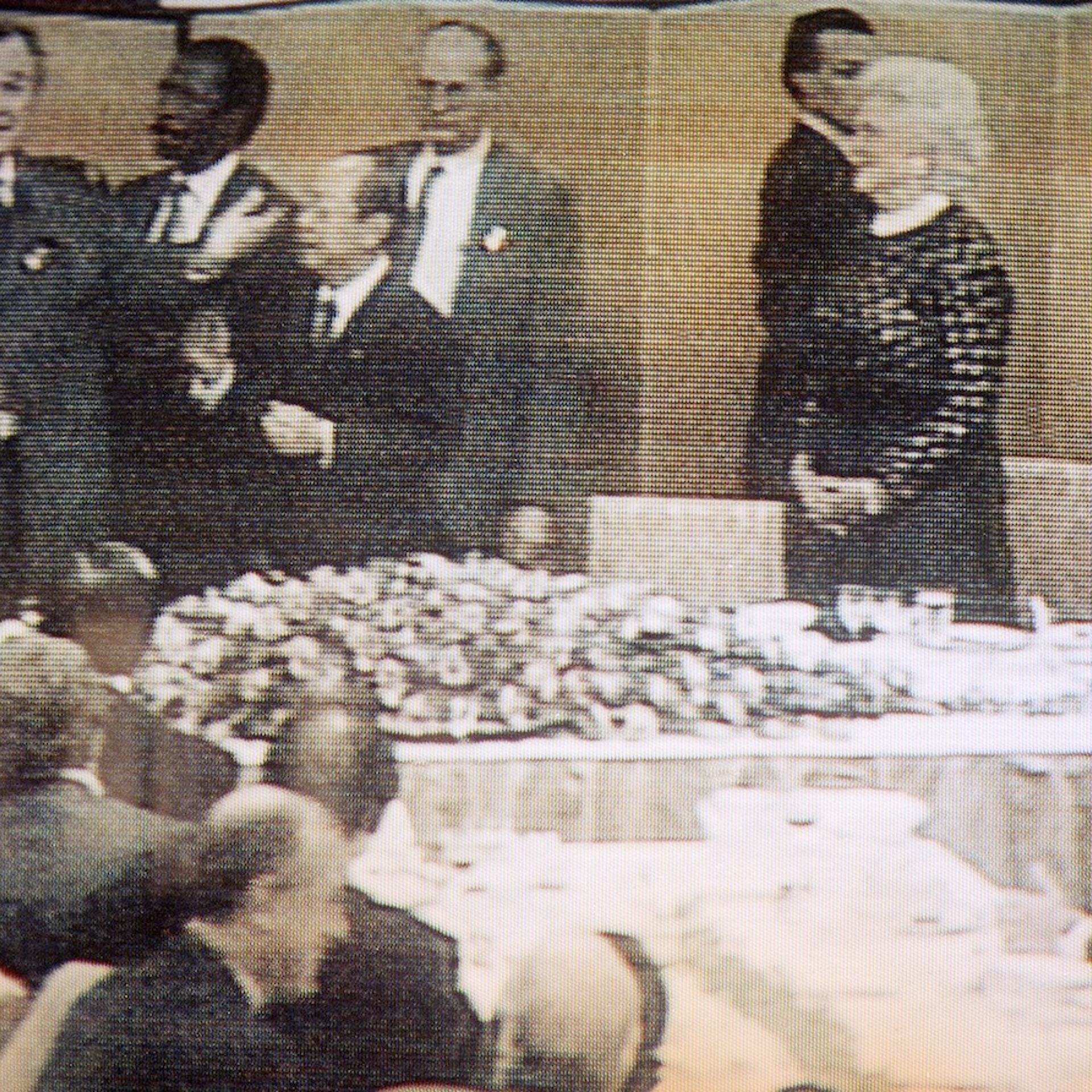 George H. Bush with Barbara Bush and Kiichi Miyazawa