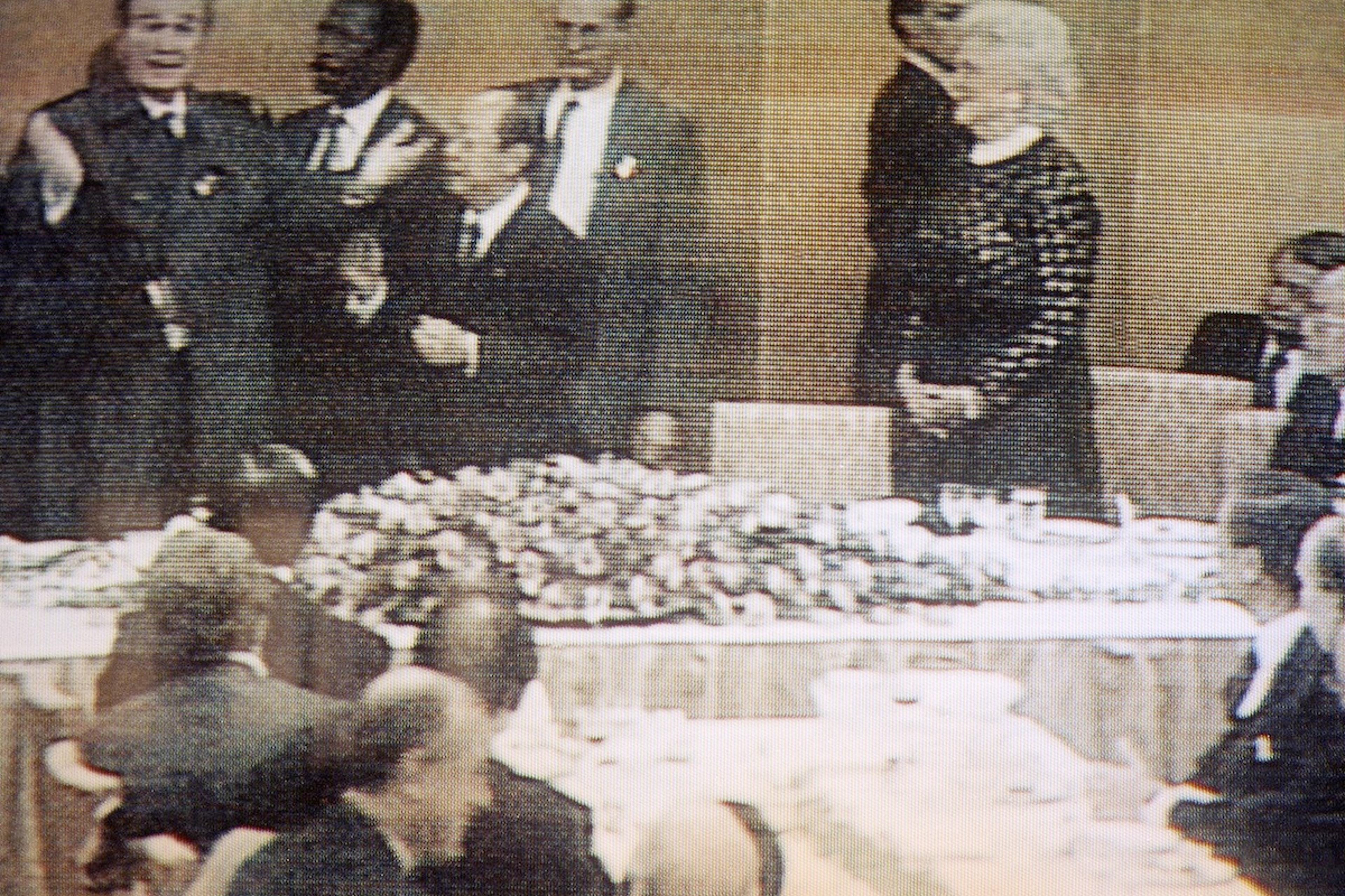 George H. Bush with Barbara Bush and Kiichi Miyazawa