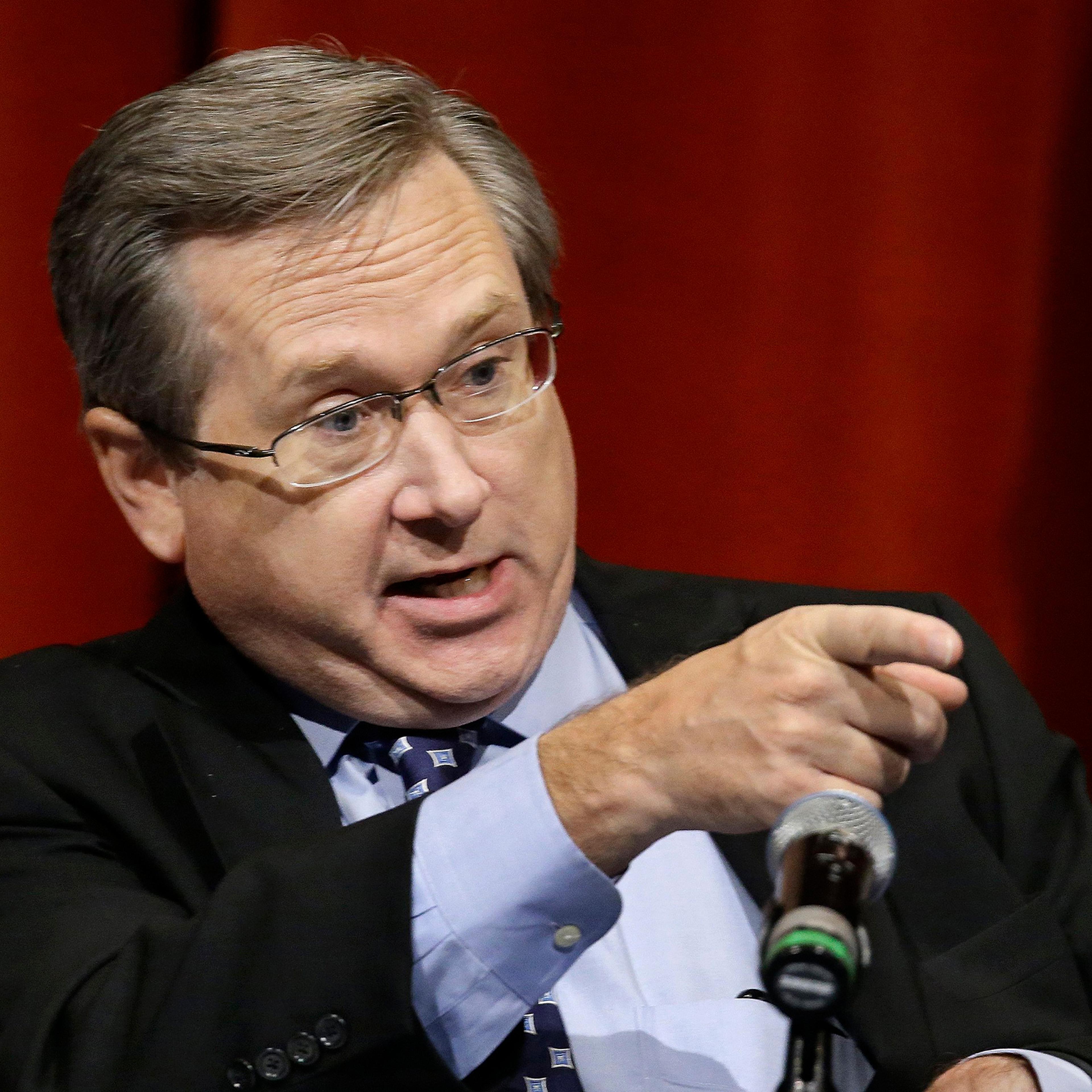 Republican U.S. Sen. Mark Kirk, answers questions during the first televised debate with Democratic U.S. Rep. Tammy Duckworth, in what's considered a crucial race that could determine which party controls the Senate, on Oct. 27, 2016, at the University o