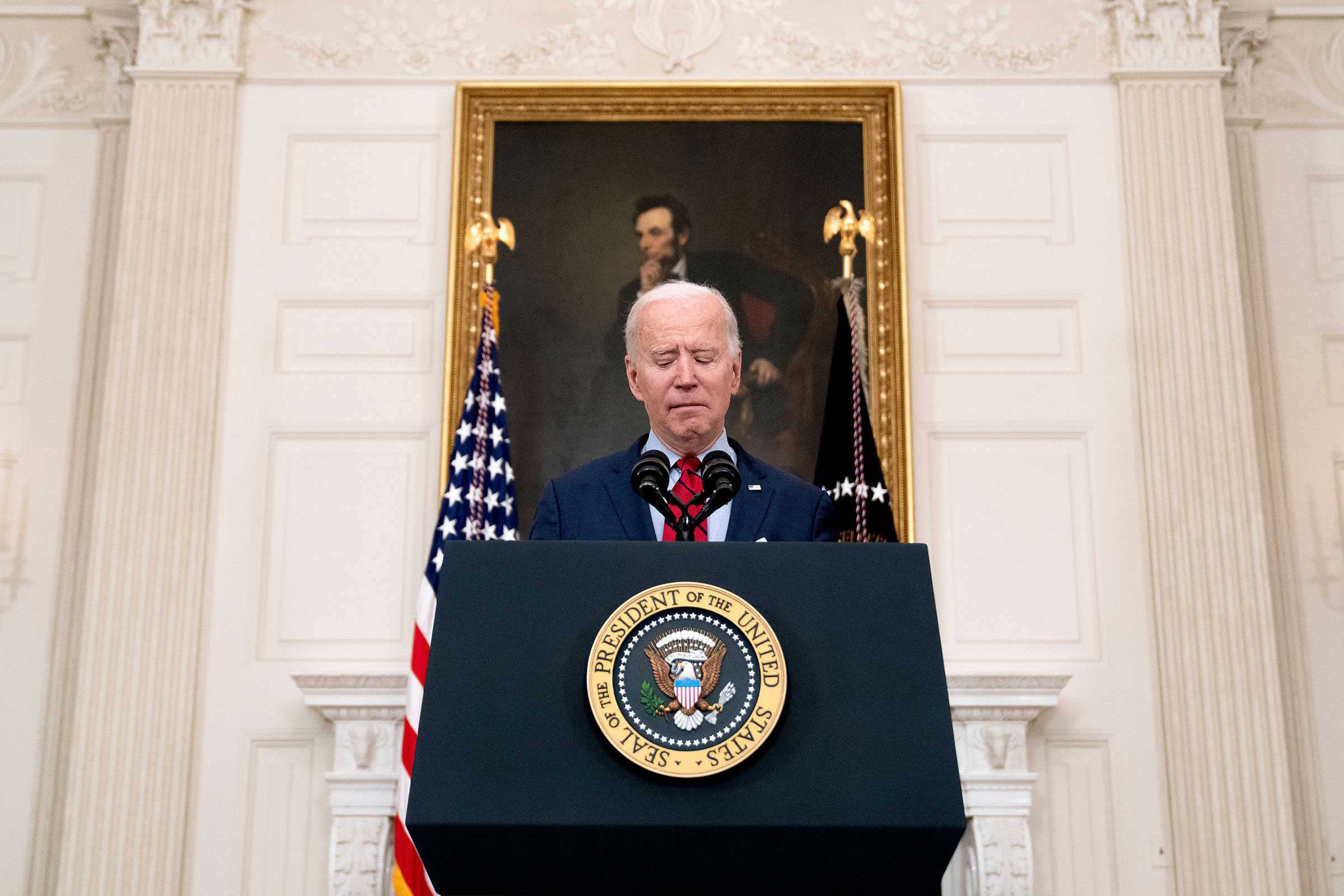 President Joe Biden delivers remarks on the mass shooting in Boulder, Colo., on March 23, 2021.
