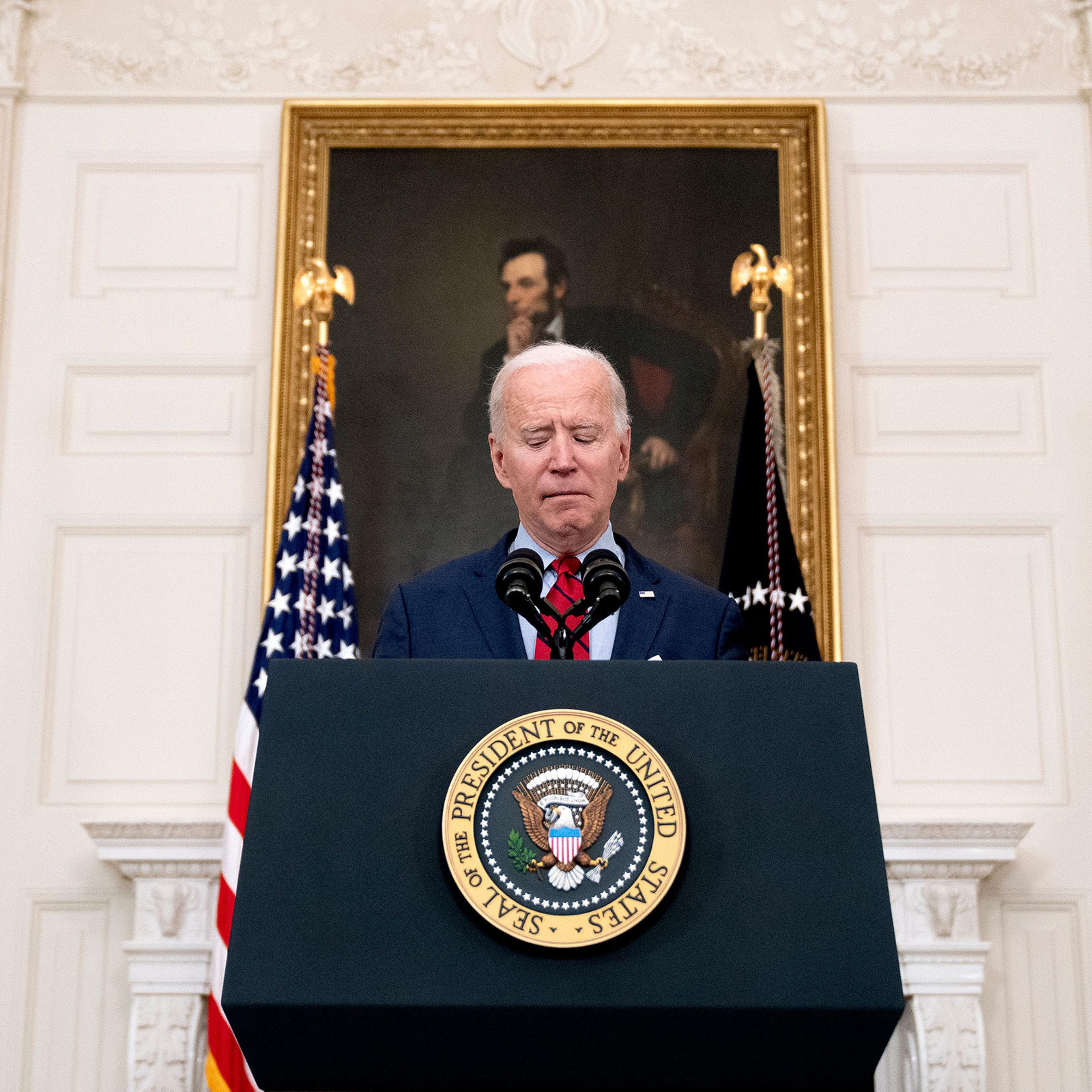 President Joe Biden delivers remarks on the mass shooting in Boulder, Colo., on March 23, 2021.