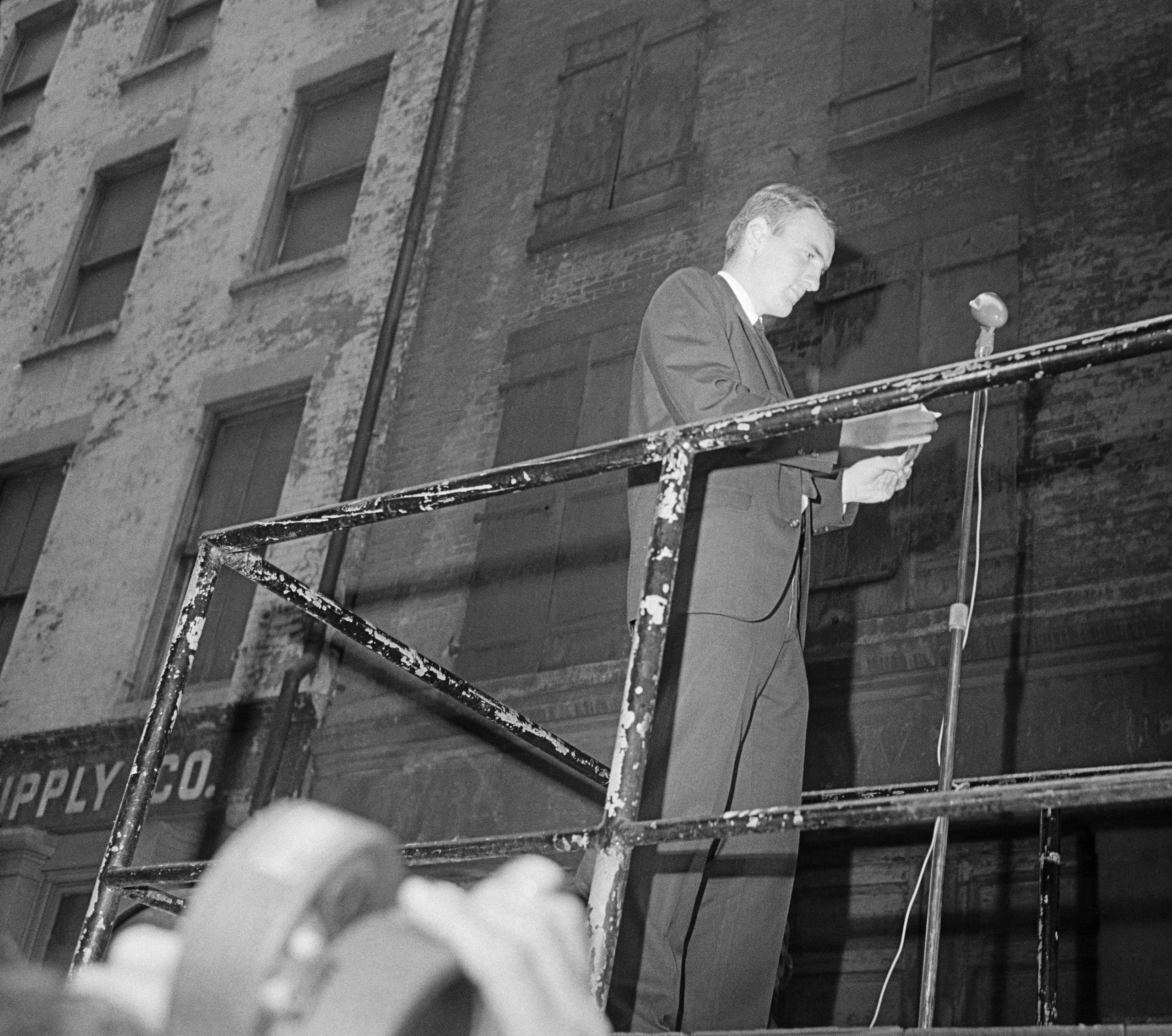 David Miller, Pacifist; burns draft card. October 16, 1965.