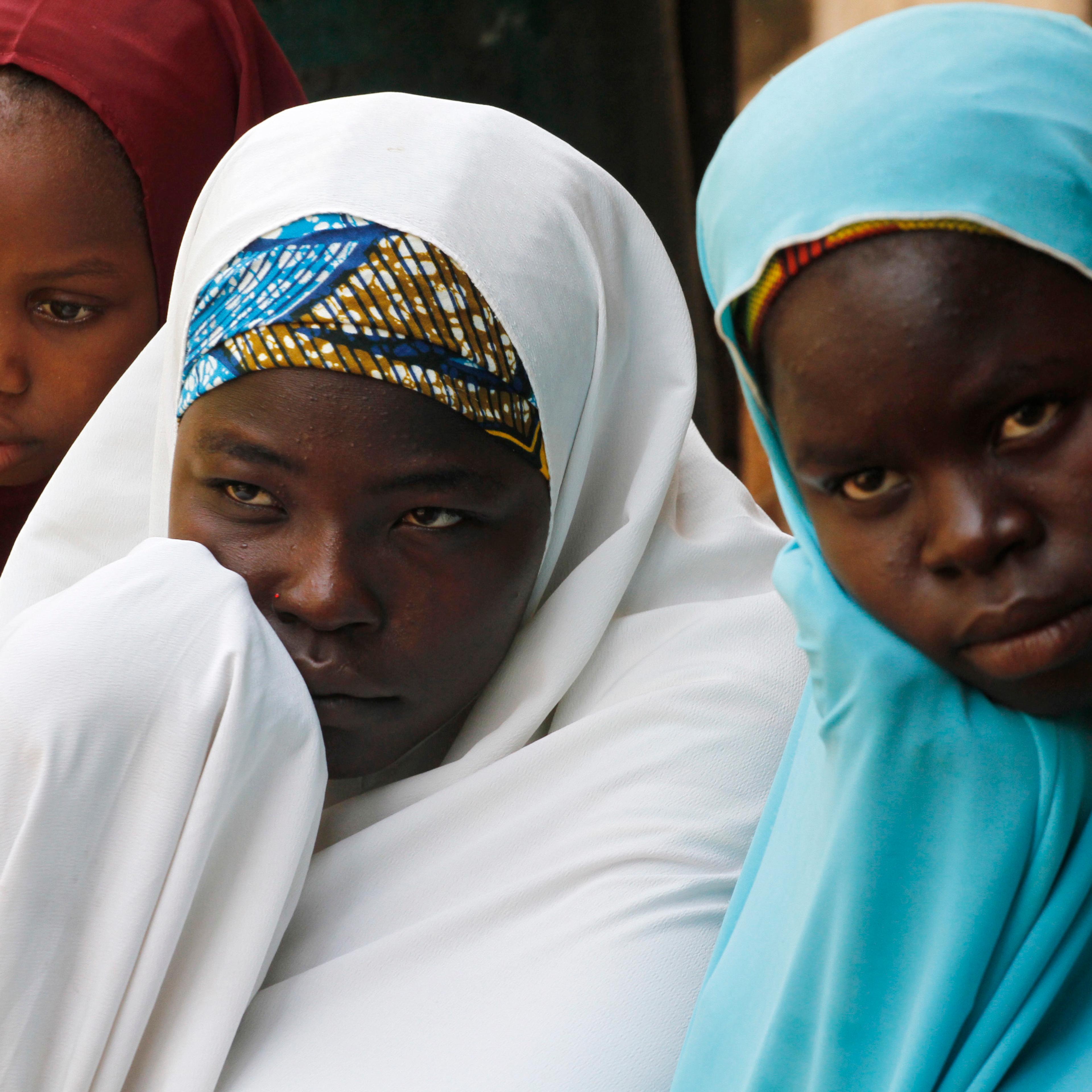 Internally displaced persons, who are victims of Boko Haram attacks, stay at the IDP camp at Wurojuli