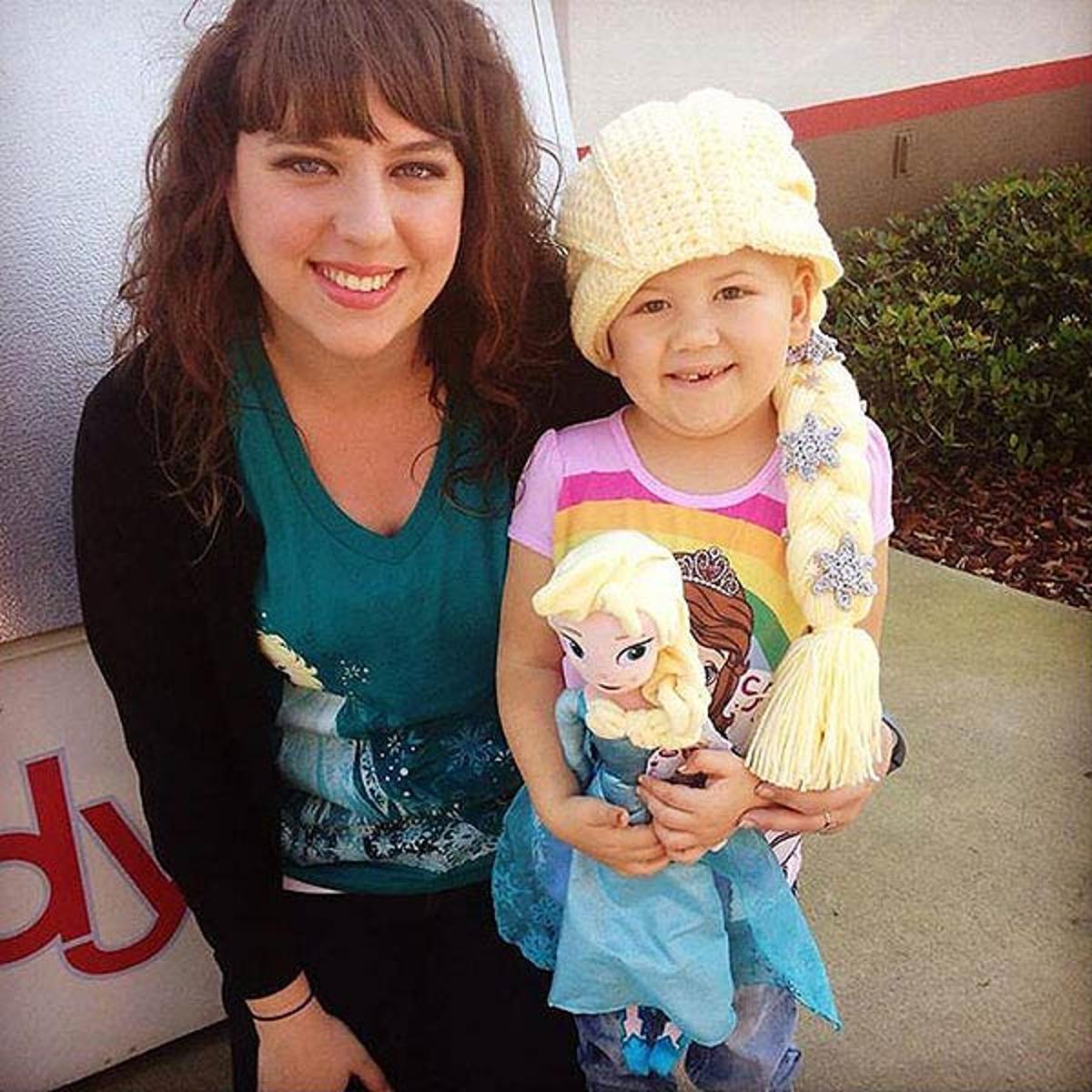 Samantha Mutschler with one of her hat recipients