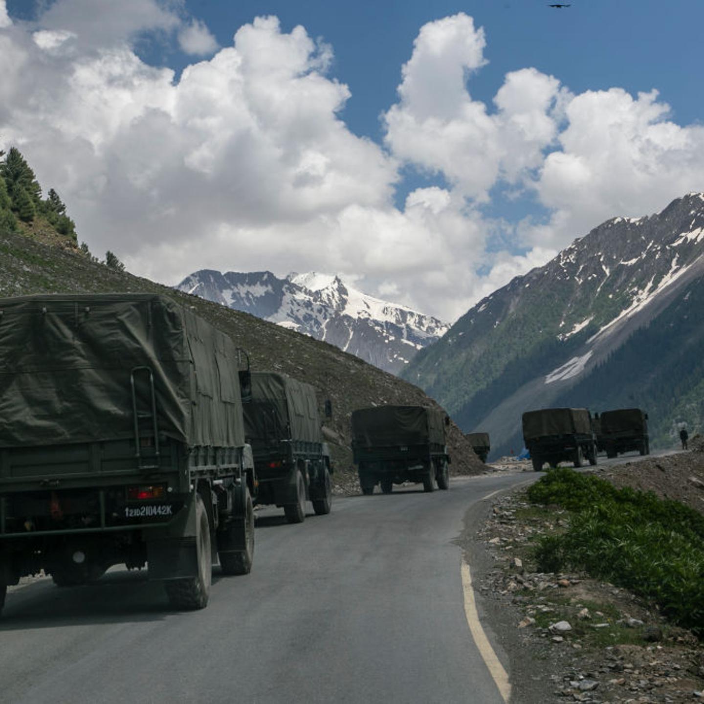 Indian Troops Move Along Strategic Highway Near Disputed Border With China