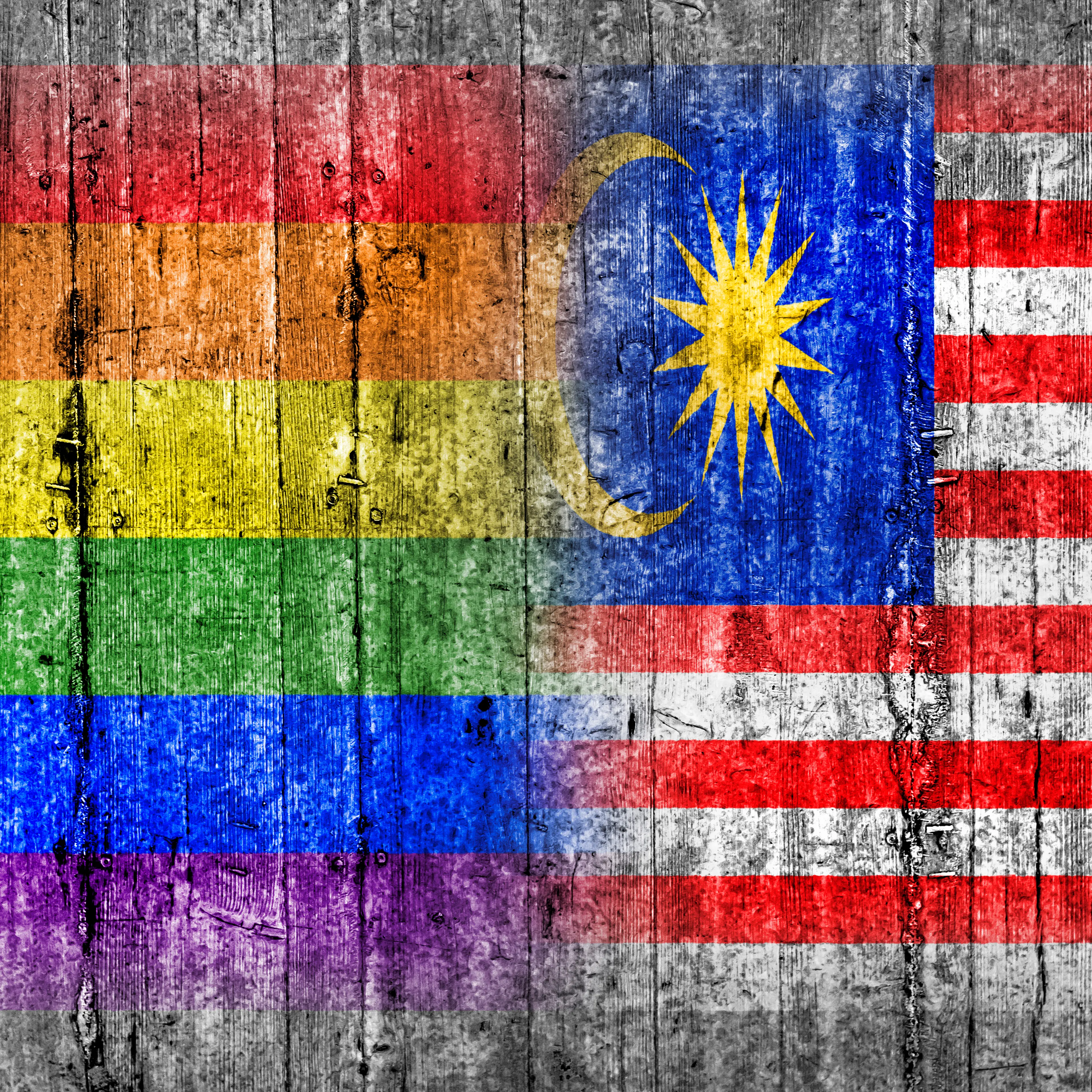 LGBT and Malaysia flag on concrete wall