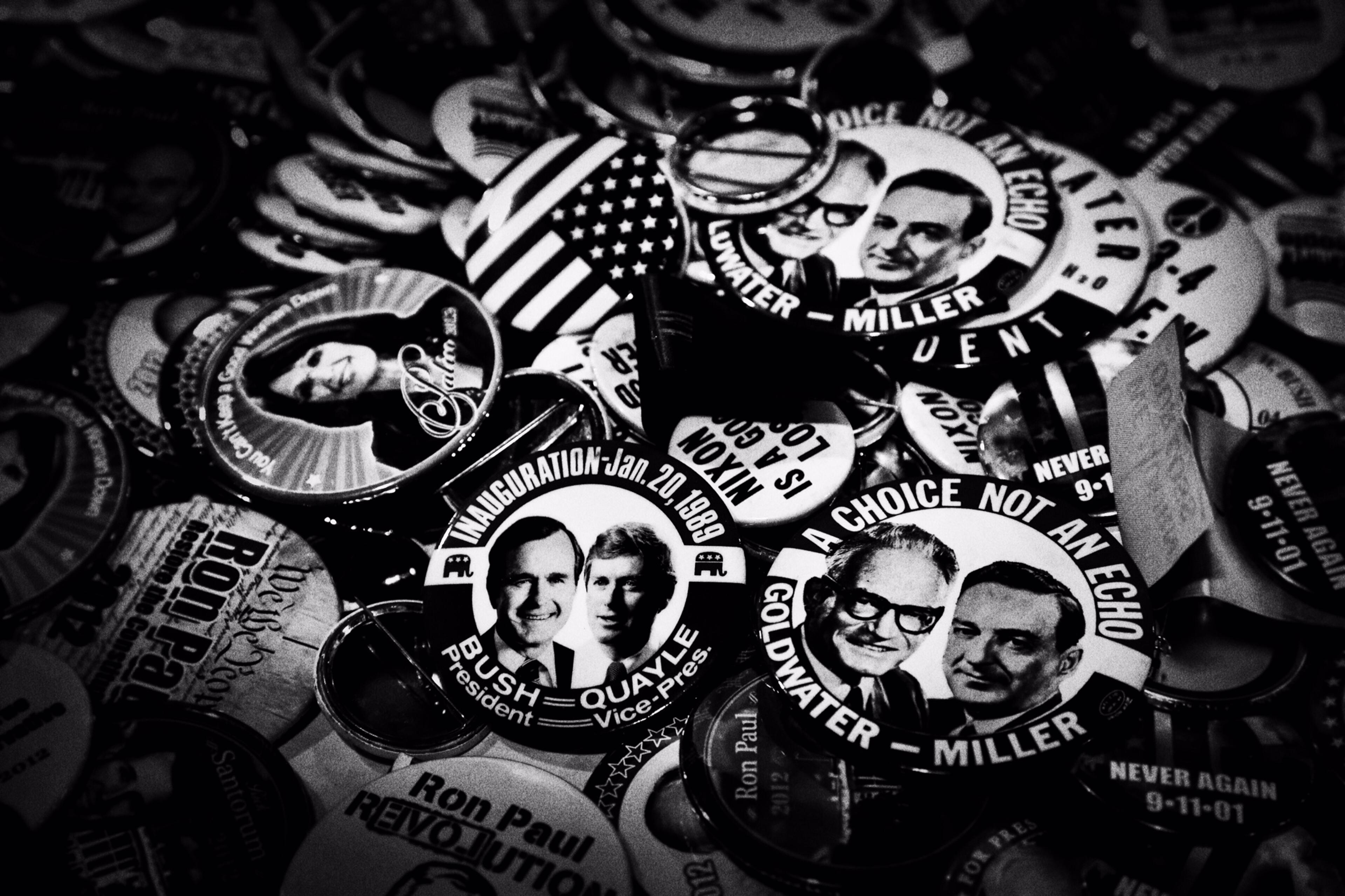 Buttons for past Republican campaigns on display at CPAC in National Harbor, Md. on Feb. 26, 2015.