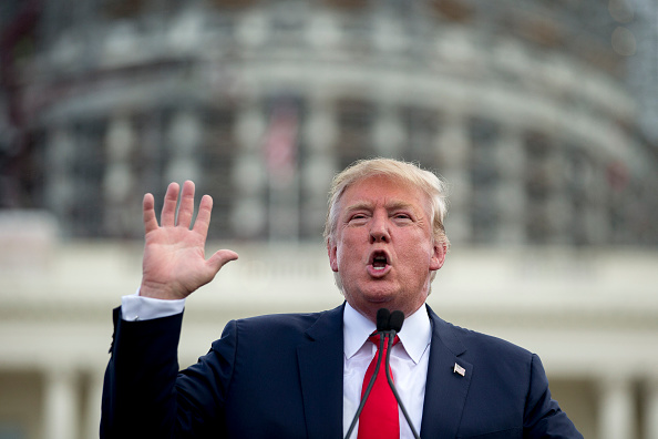 Donald Trump, president and chief executive officer of Trump Organization Inc. and 2016 Republican presidential candidate, speaks during a Tea Party Patriots rally against the Iran nuclear deal on Capitol Hill in Washington, D.C., U.S., on Wednesday, Sep