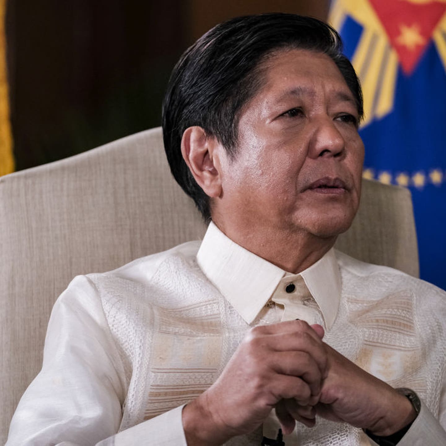 Ferdinand Marcos Jr., Philippines' president, speaks during a Bloomberg Television interview in Manila, the Philippines, on Tuesday, March 19, 2024.