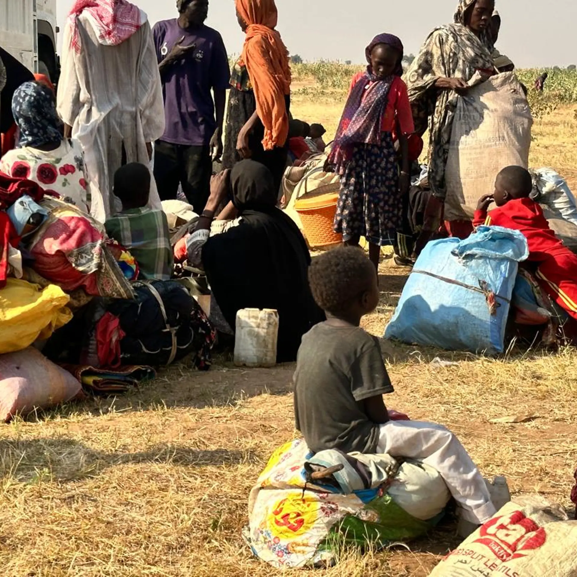Displaced Sudanese people are pictured in Tawila after fleeing El Fasher at the end of October 2025.