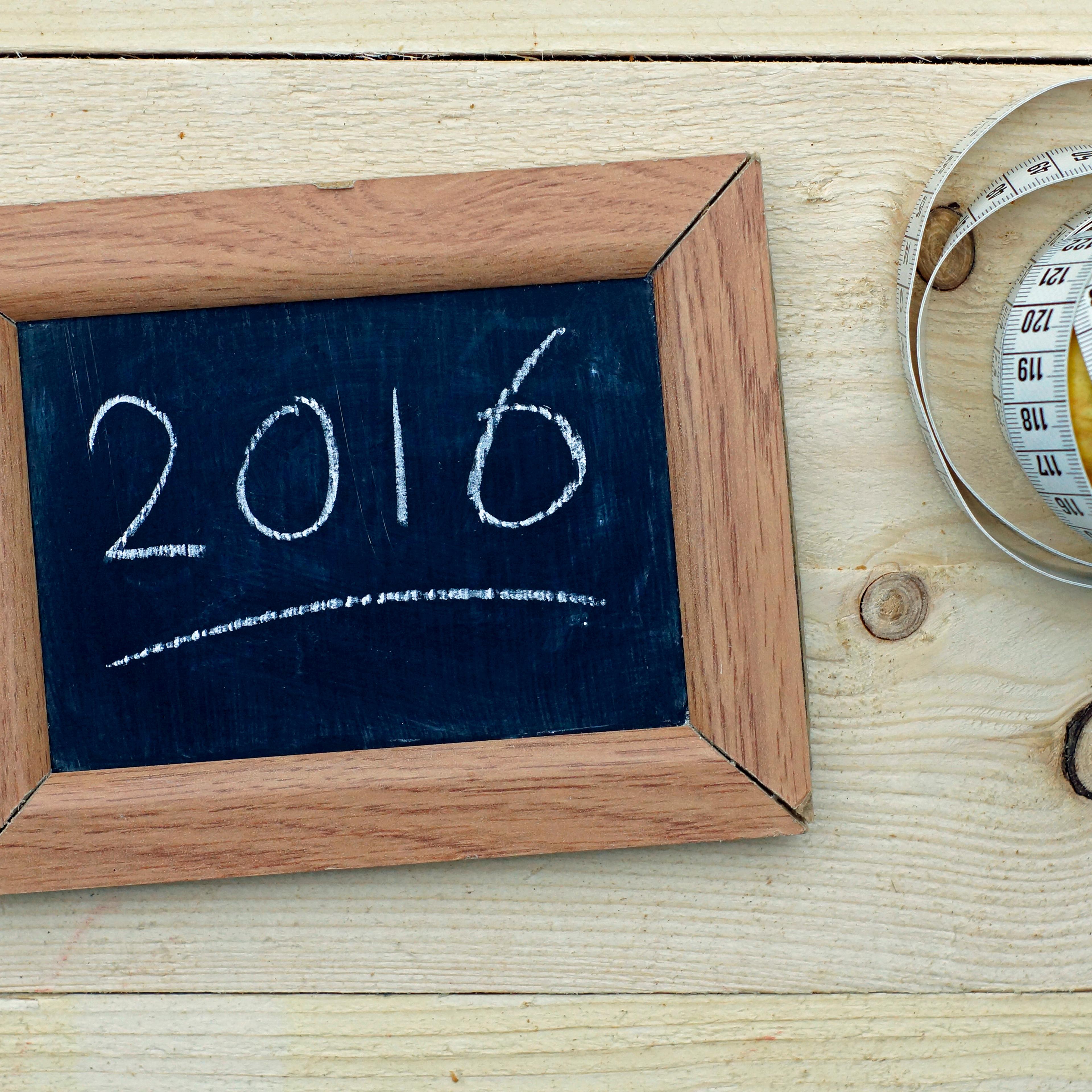 Diet in 2016 written on a chalkboard