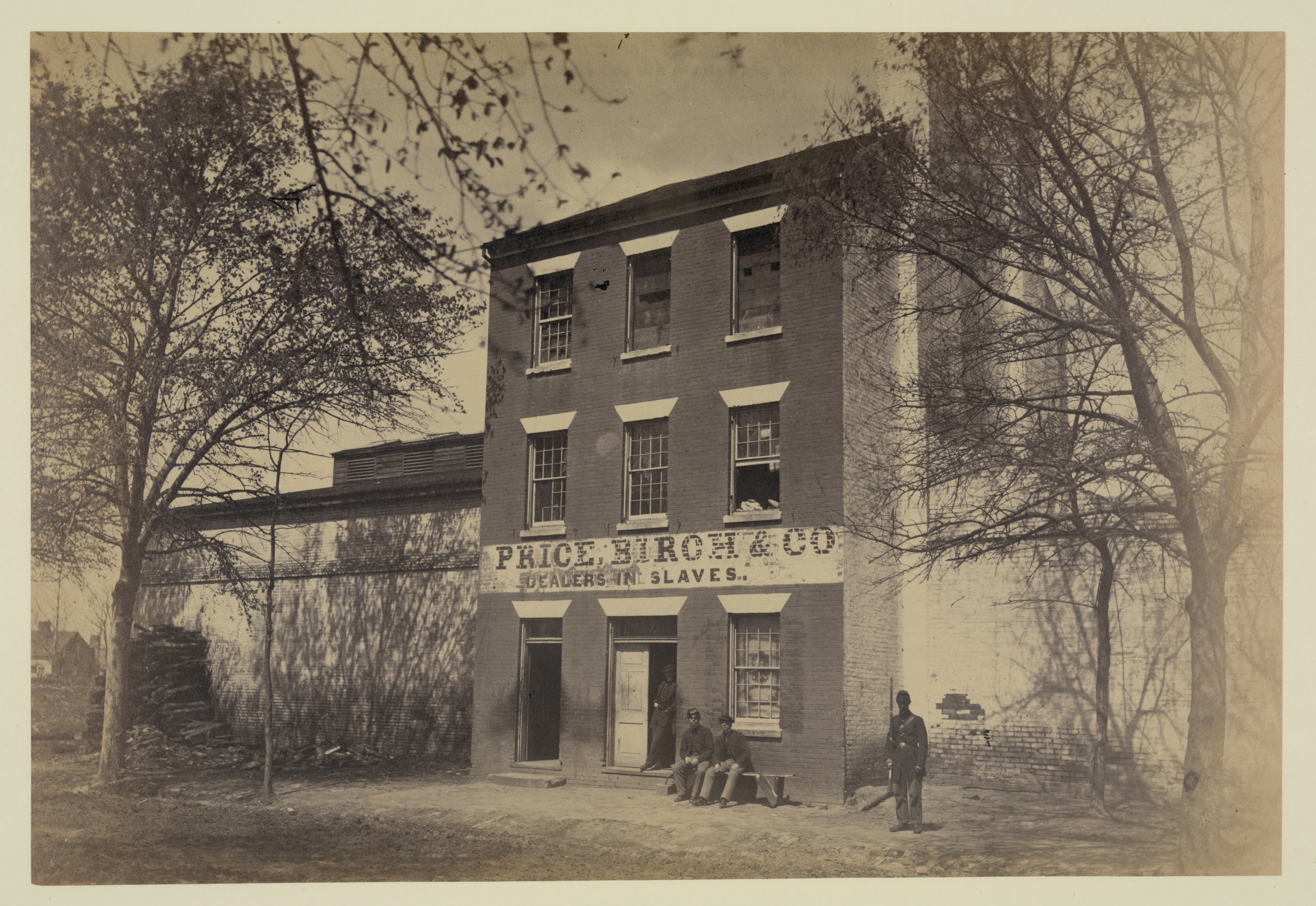 The Alexandria slave trading facility once occupied by Franklin and Armfield, as it appeared after its liberation by Union forces during the Civil War. Library of Congress Prints and Photographs Division