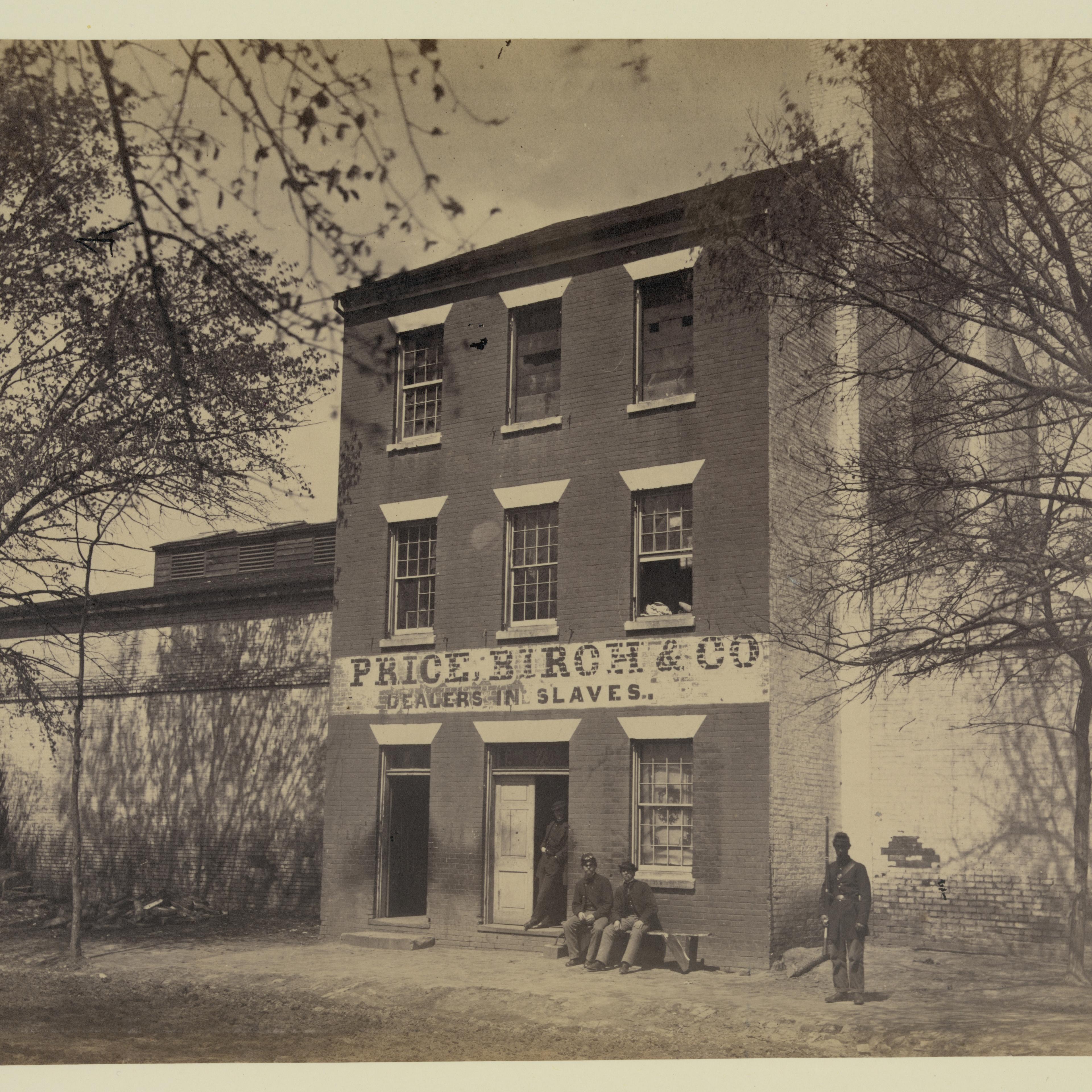 The Alexandria slave trading facility once occupied by Franklin and Armfield, as it appeared after its liberation by Union forces during the Civil War. Library of Congress Prints and Photographs Division