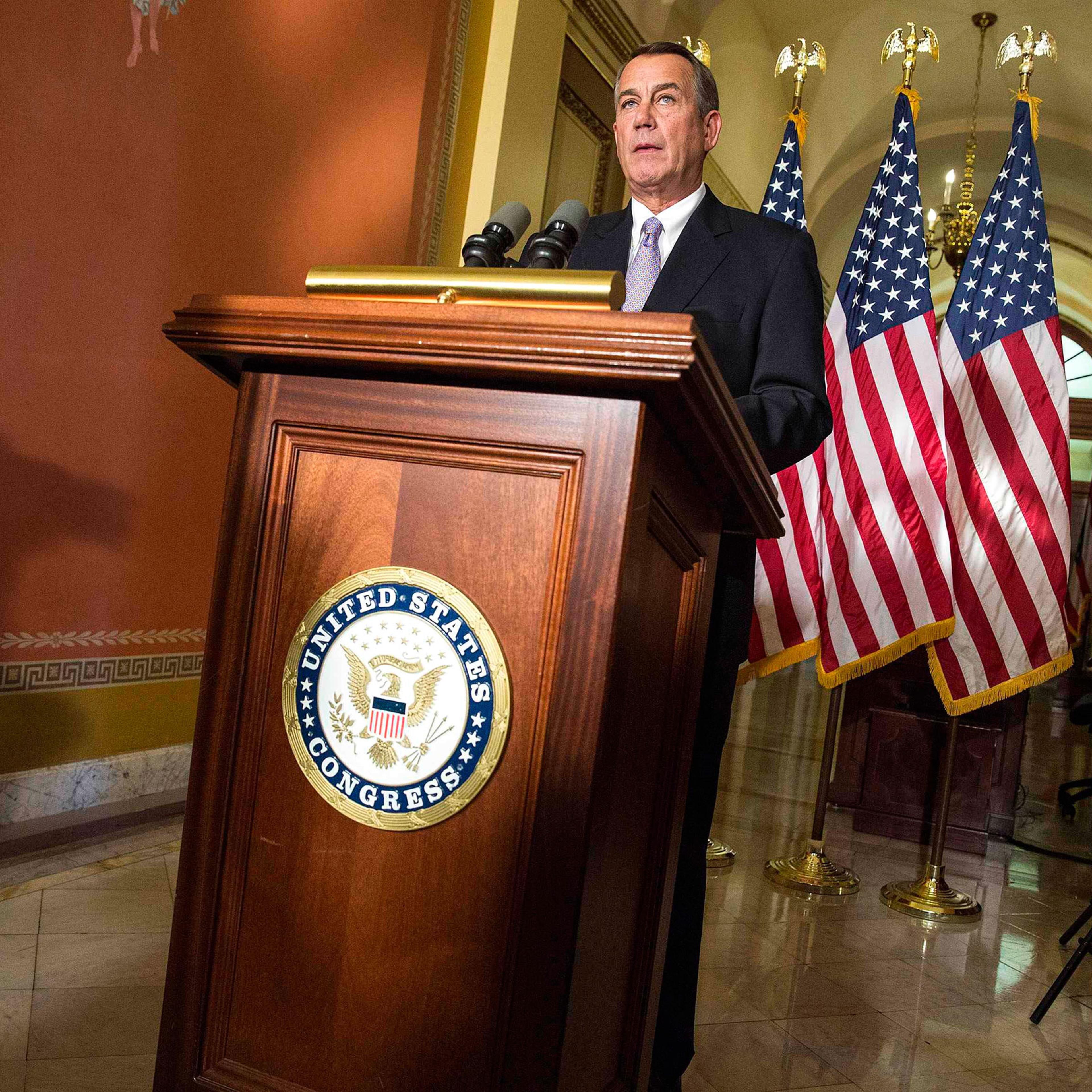 Speaker of the House John Boehner denounces the executive order on immigration made by U.S. President Barack Obama during a statement on Capitol Hill in Washington, D.C. on Nov. 21, 2014.