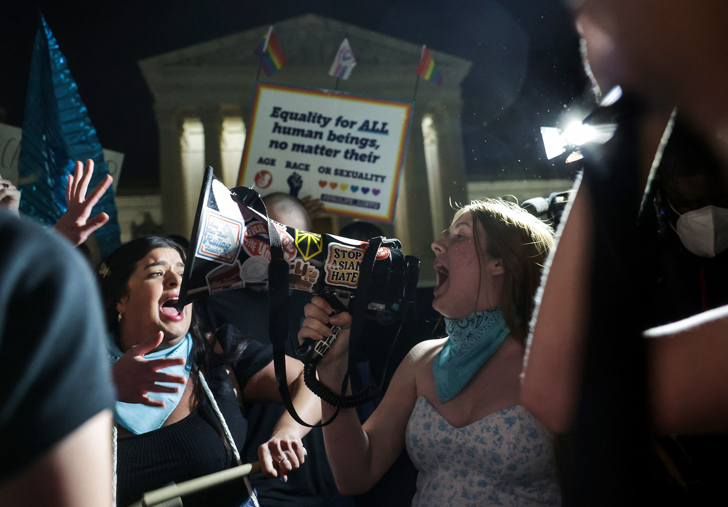 Pro-choice and anti-abortion activist rally outside of the U.S. Supreme Court on May 2.