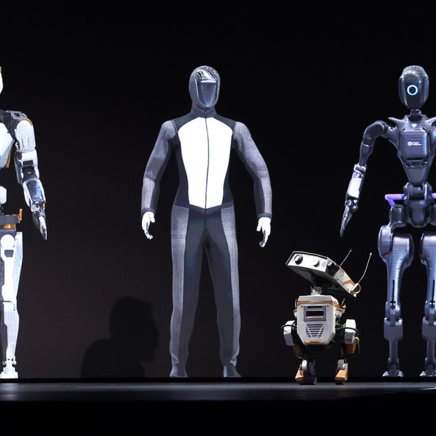 A robot appears on stage as Nvidia CEO Jensen Huang delivers a keynote address during the Nvidia GTC Artificial Intelligence Conference at SAP Center on March 18, 2024 in San Jose, California.