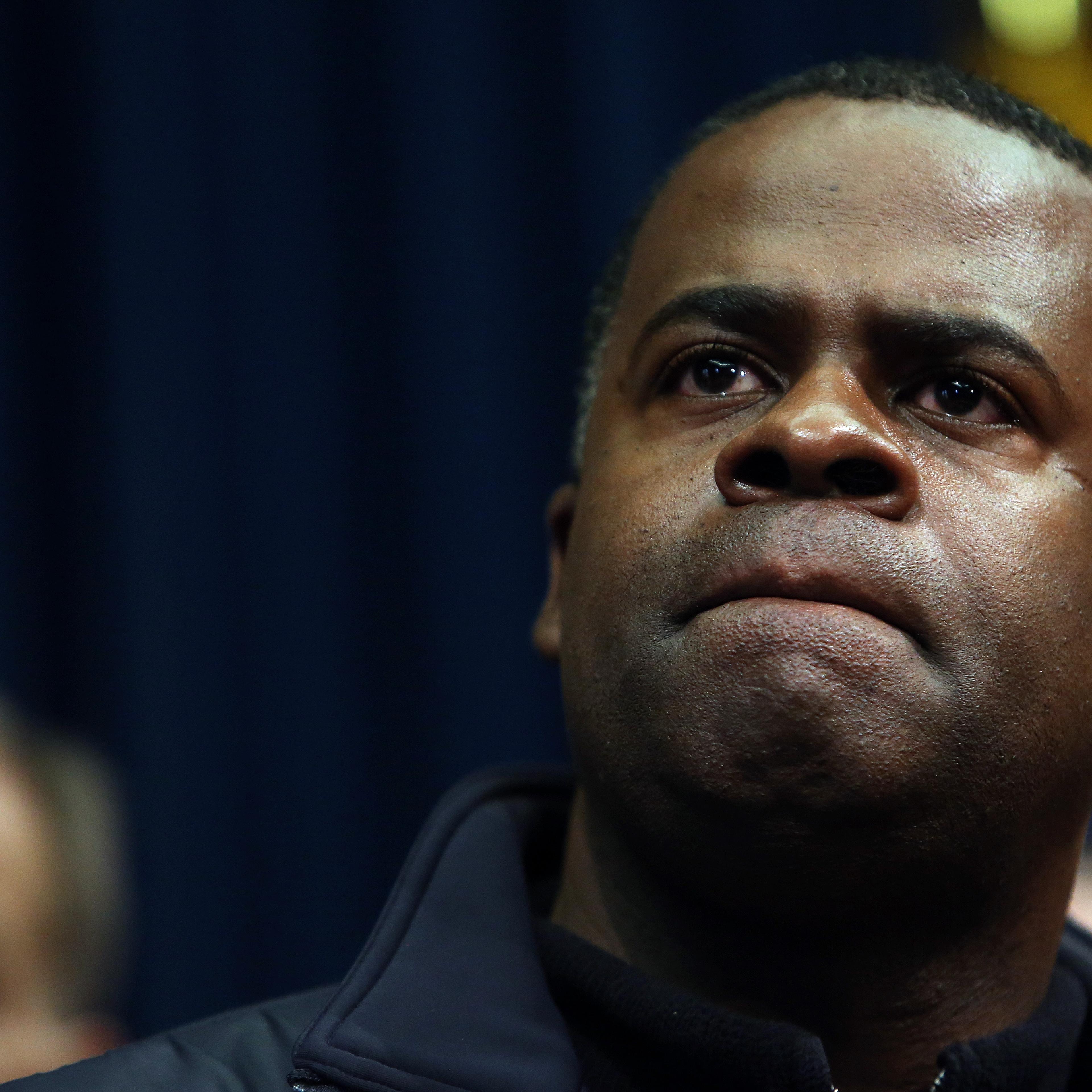 Atlanta Mayor Kasim Reed listens to a question about the city's response to the snow storm during a news conference Wednesday, Jan. 29, 2014 in the Governor's office at the State Capitol in Atlanta.