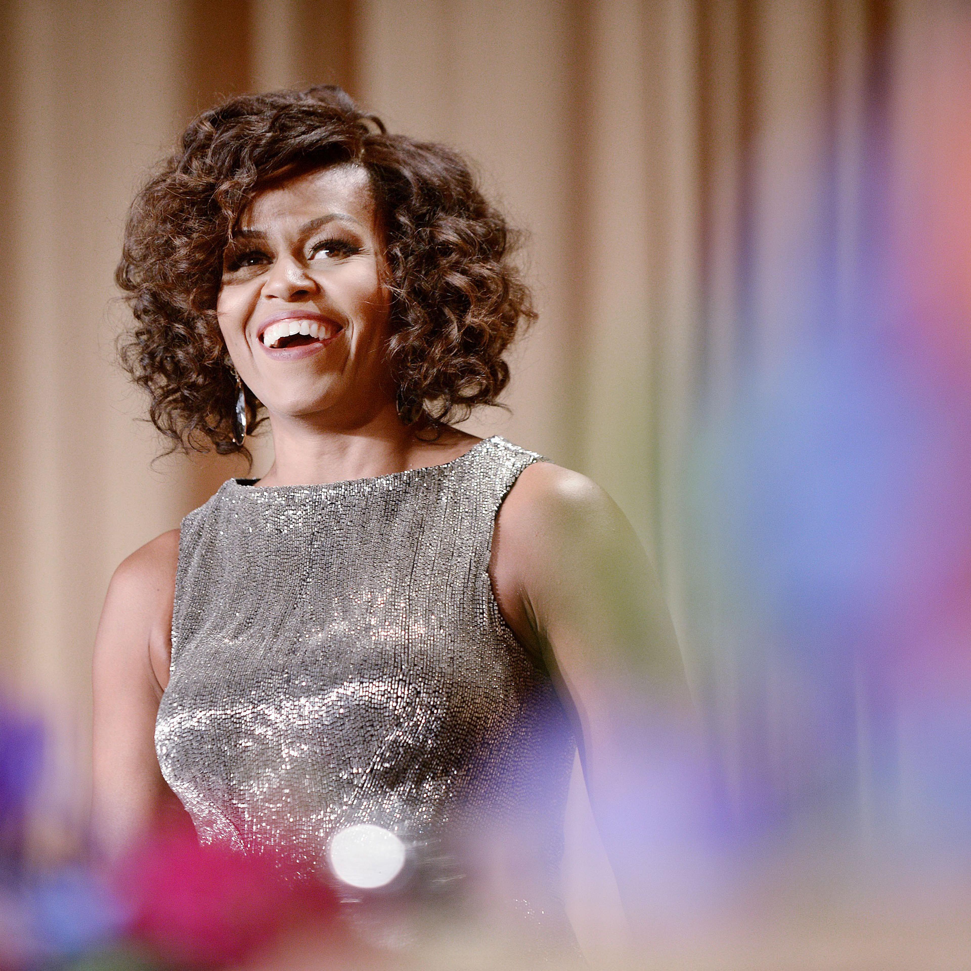 WASHINGTON, DC - APRIL 25: First Lady Michelle Obama attends the annual White House Correspondent's Association Gala at the Washington Hilton hotel April 25, 2015 in Washington, D.C. The dinner is an annual event attended by journalists, politicians and