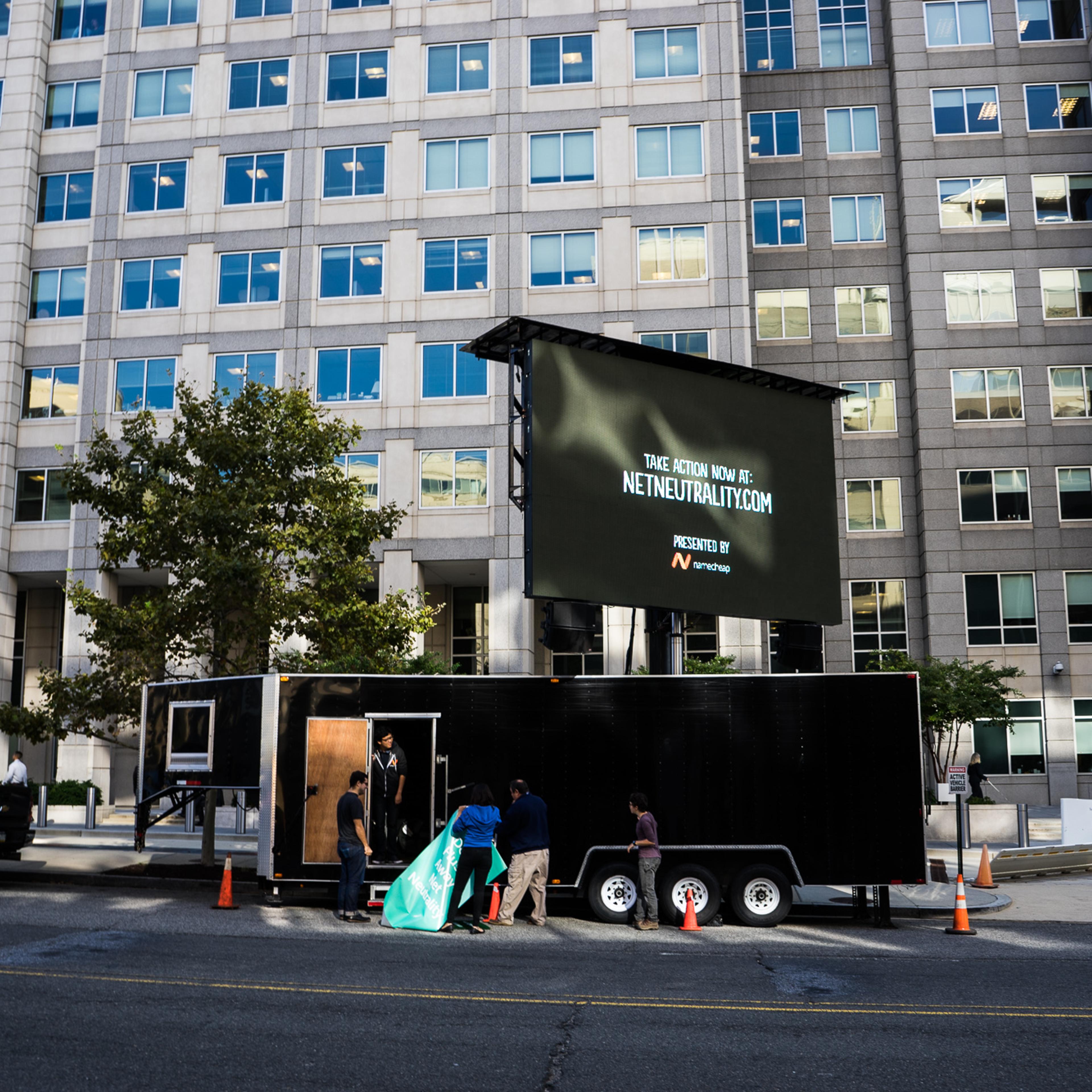 Net Neutrality Video Billboard Outside FCC