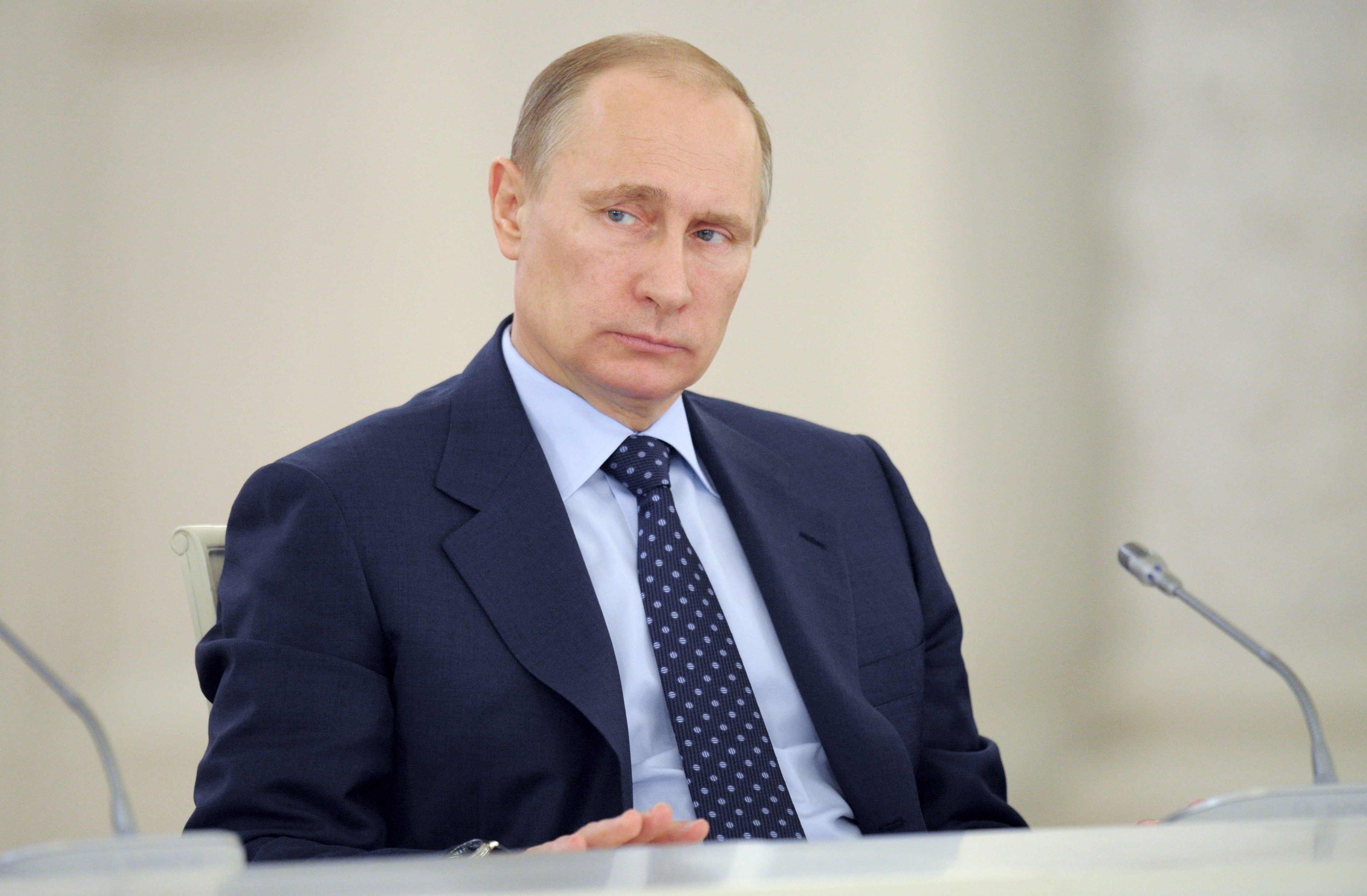 President Vladimir Putin at a meeting of the State Council at the Kremlin in Moscow, on April 21, 2014.