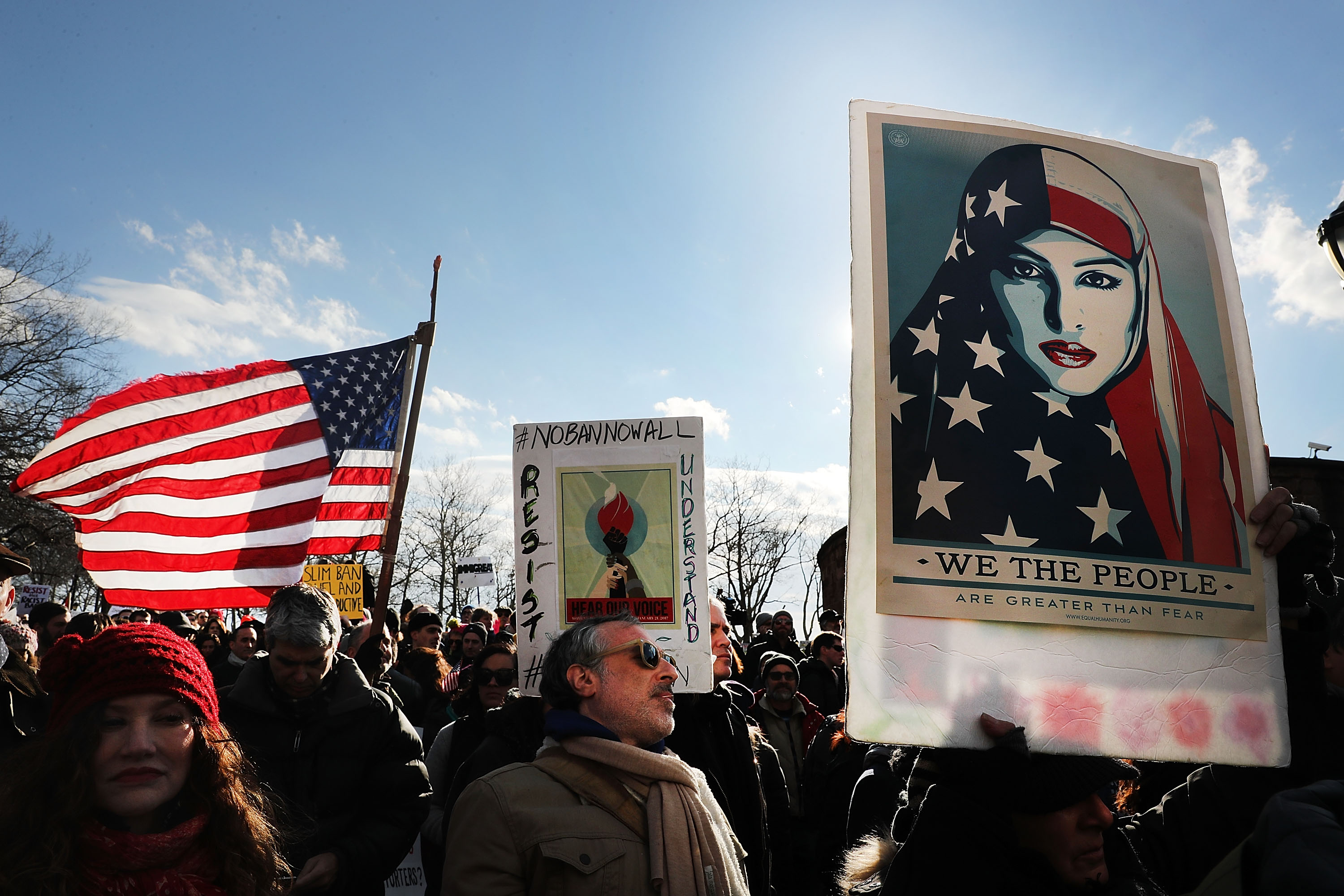Rally And March In NYC Protests Refugee And Muslim Ban