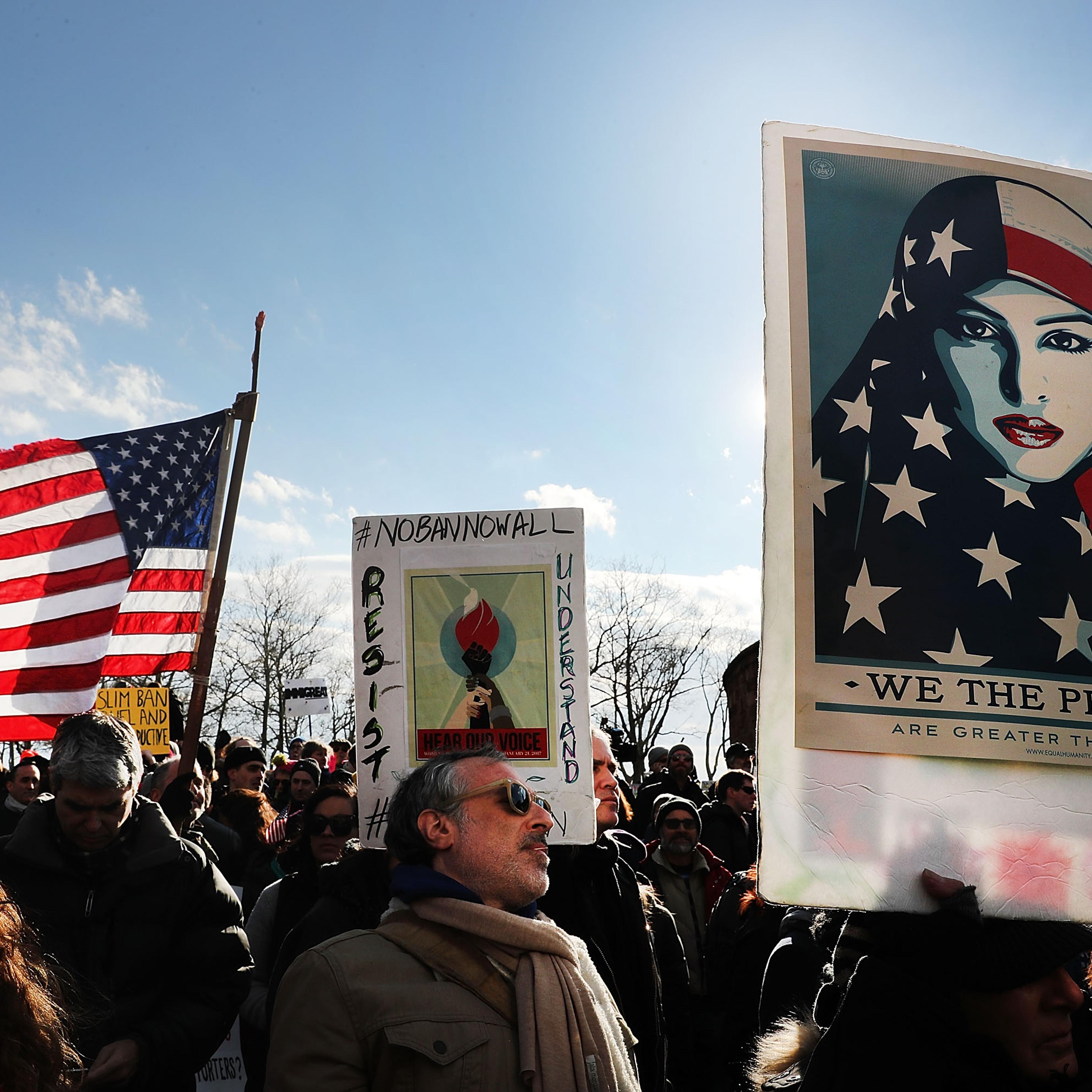 Rally And March In NYC Protests Refugee And Muslim Ban
