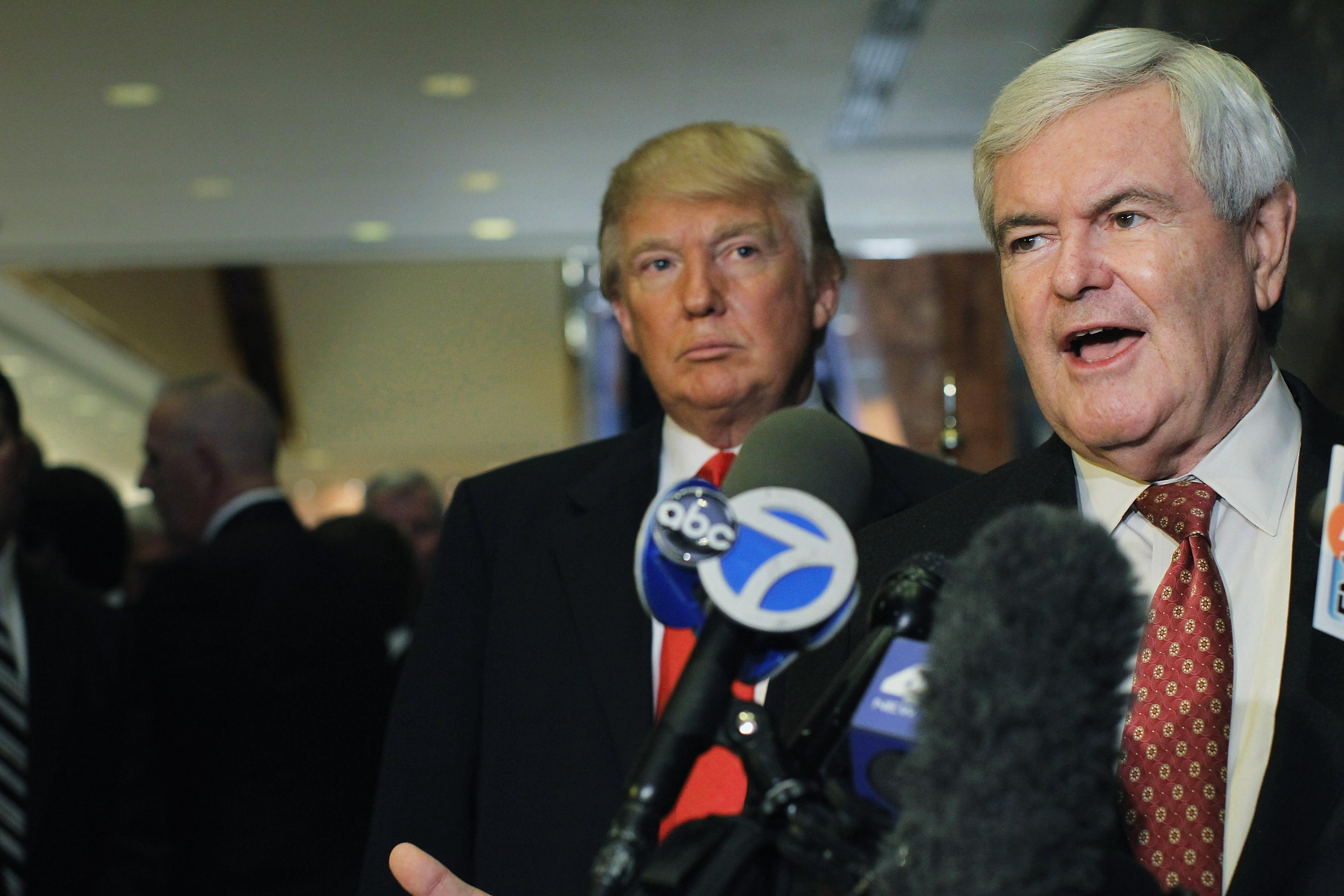 GOP Presidential Hopeful Newt Gingrich Meets With Donald Trump In New York