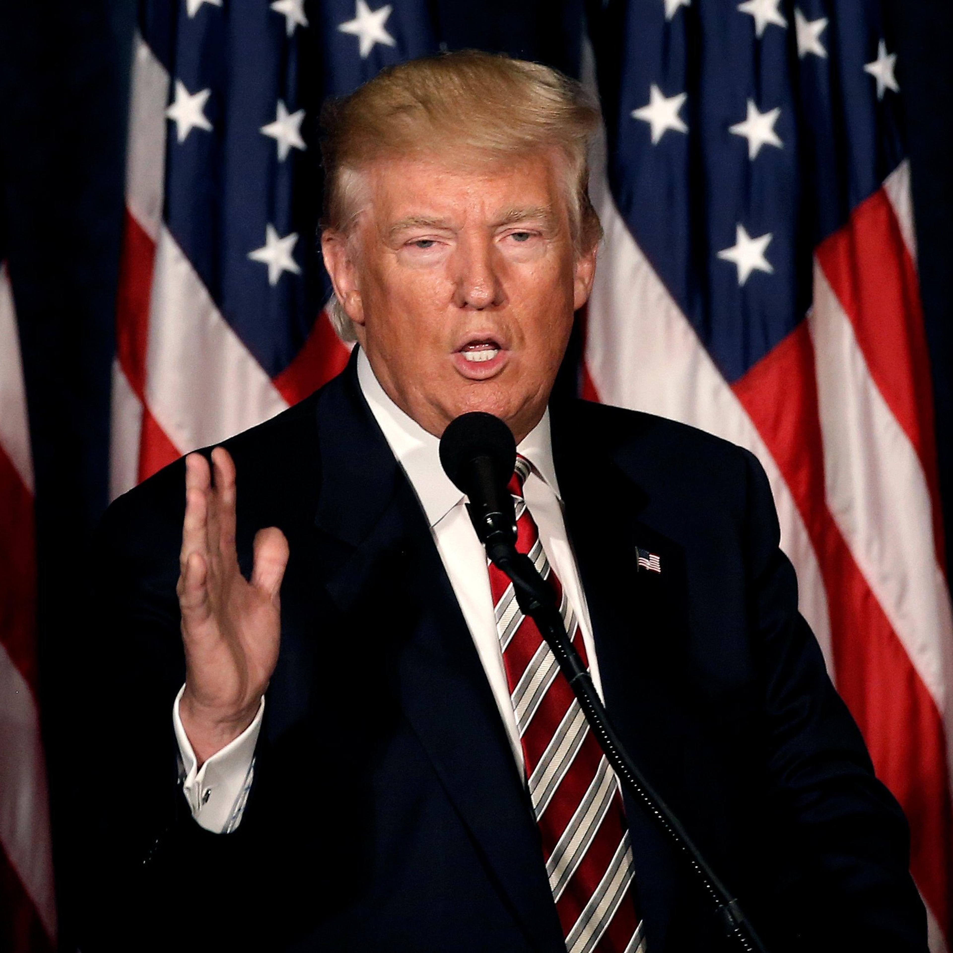 Republican presidential nominee Donald Trump speaks at the Union League of Philadelphia in Philadelphia