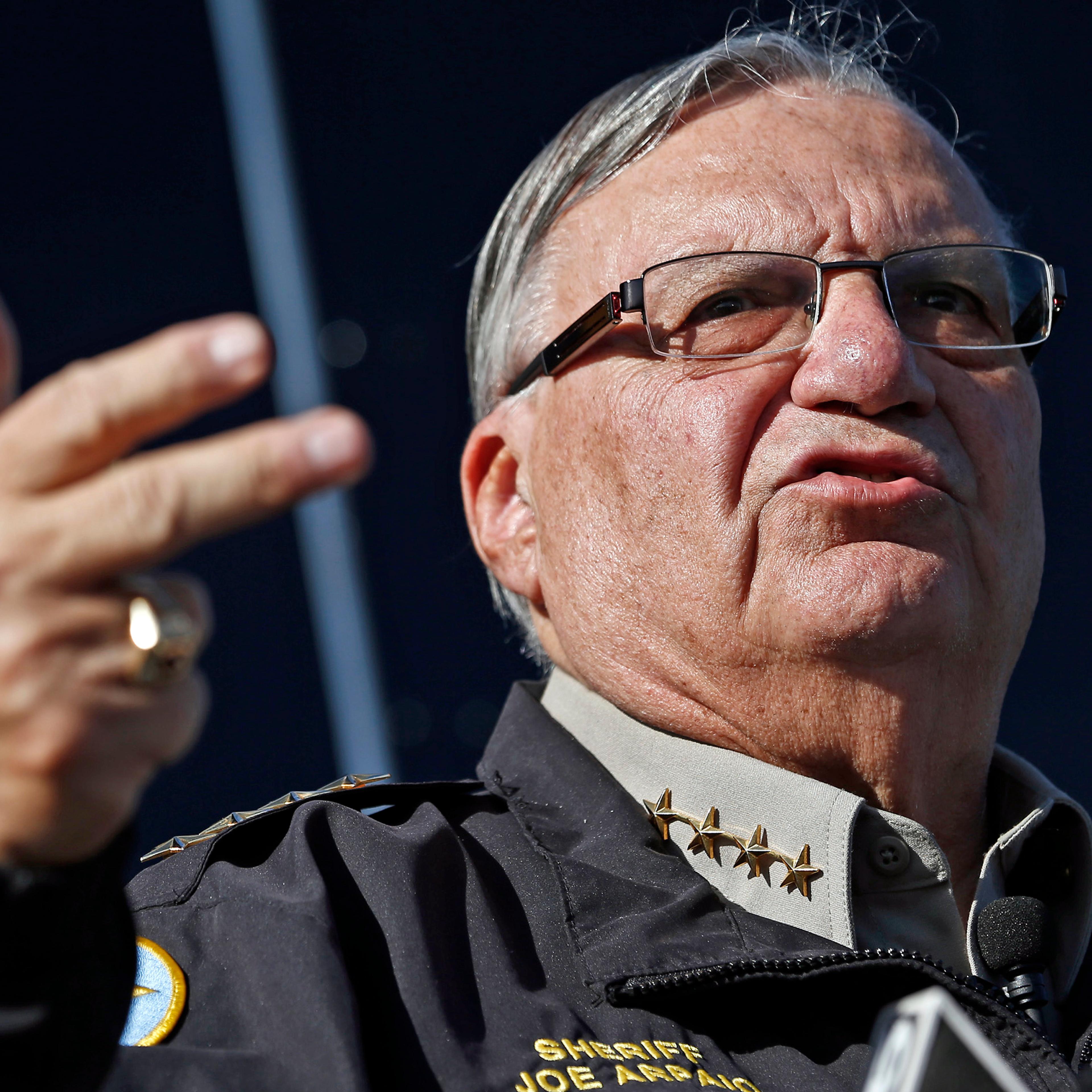 Maricopa County Sheriff Joe Arpaio speaking with the media in Phoenix on Jan. 9, 2013.