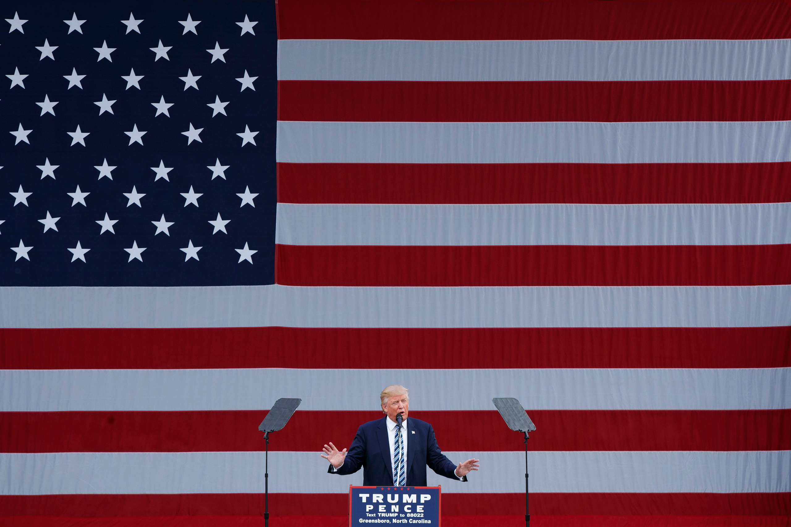 Republican presidential candidate Donald Trump speaks during a campaign rally, Friday, Oct. 14, 2016, in Greensboro, N.C. (AP Photo/ Evan Vucci)