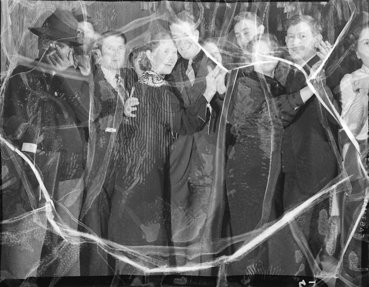 Damaged negative from Margaret Bourke-White's Fort Peck Dam assignment for LIFE magazine, 1936.