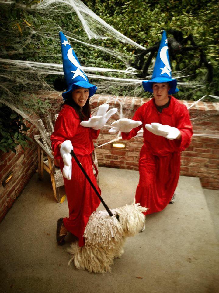 October 31, 2015  The Sorcerer's Apprentice and our mop. My favorite family costume from Halloweens past. — with Priscilla Chan and Beast.