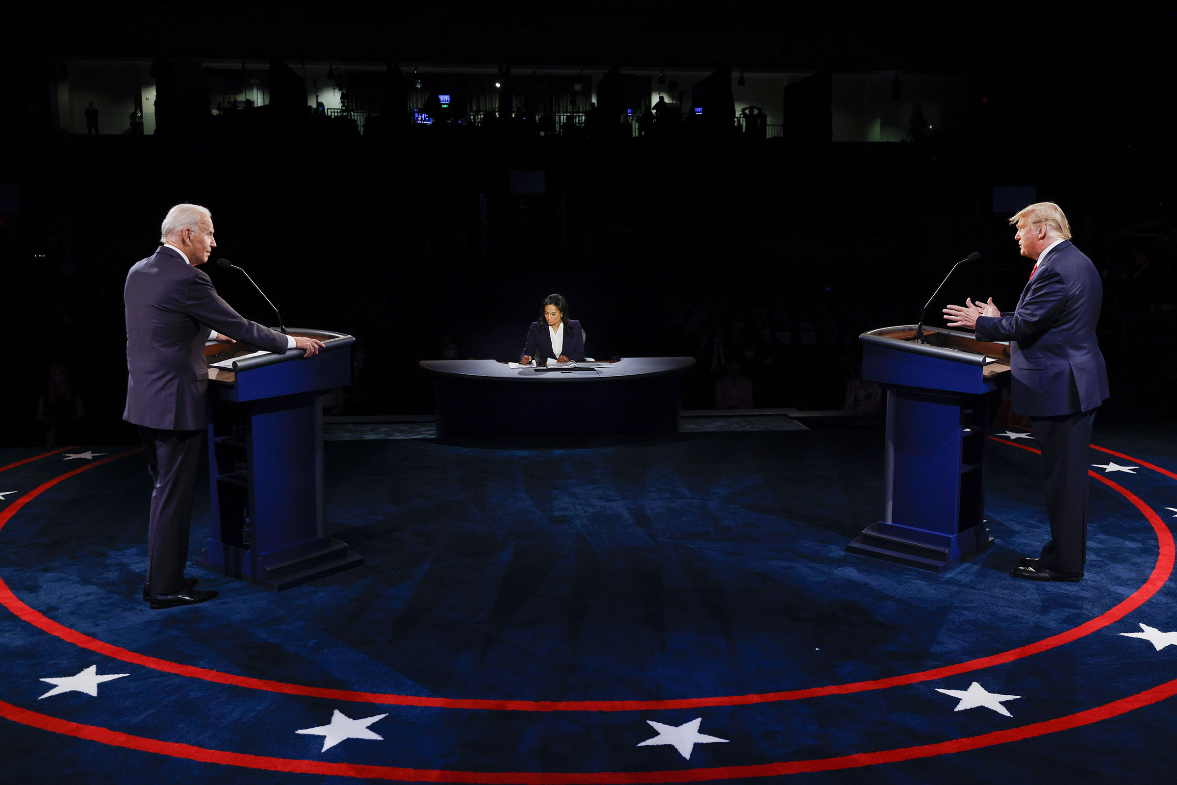President Donald Trump and former Vice President Joe Biden participate in the final presidential debate at Belmont University in Nashville, Tenn., on Oct. 22, 2020.