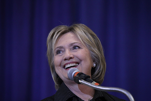 Democratic presidential candidate Hillary Clinton speaks during the Central Iowa DemocratsÕ fall barbecue November 15, 2015 at Hansen Agriculture Student Learning Center of Iowa State University in Ames, Iowa.