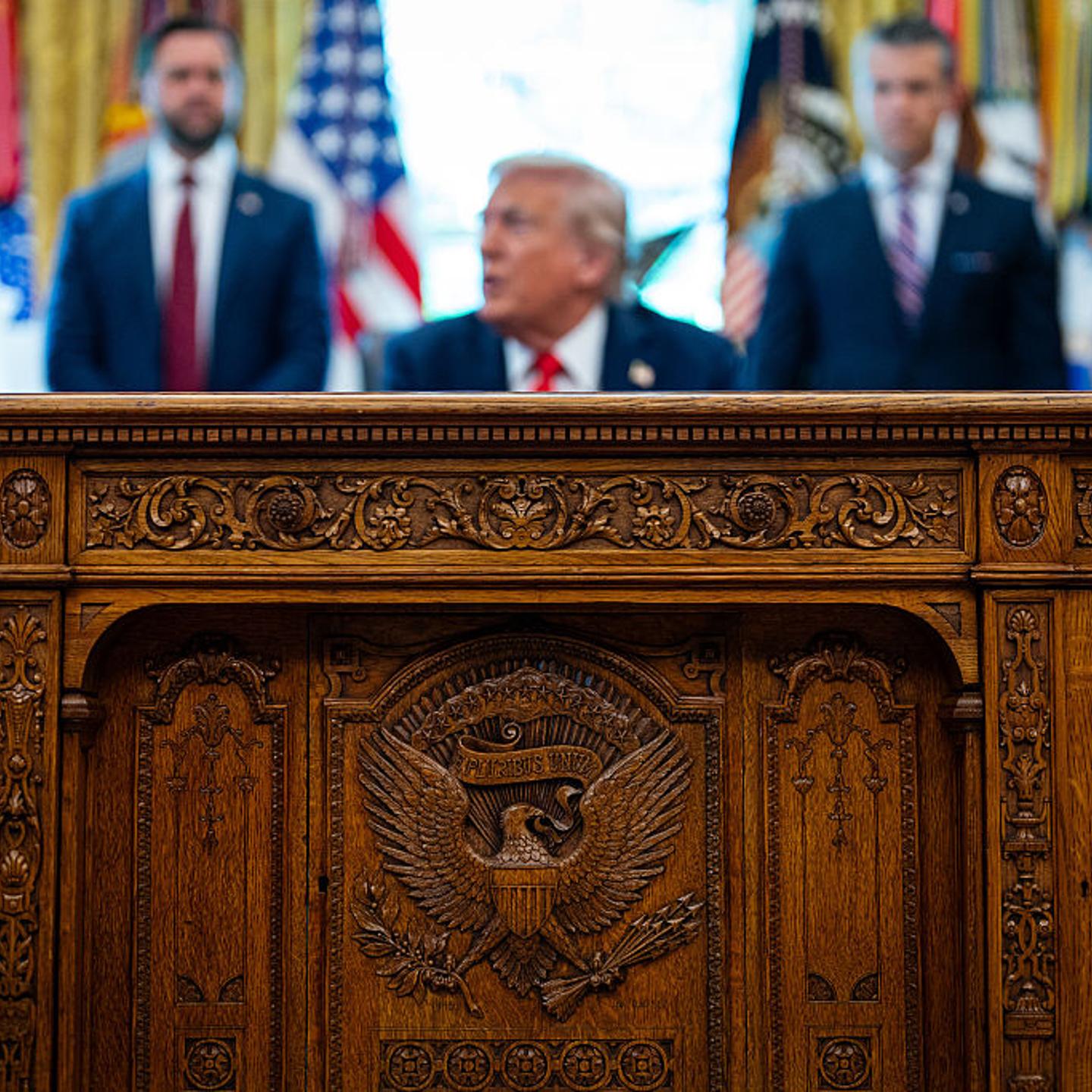 The Resolute Desk as Trump Signs Executive Orders