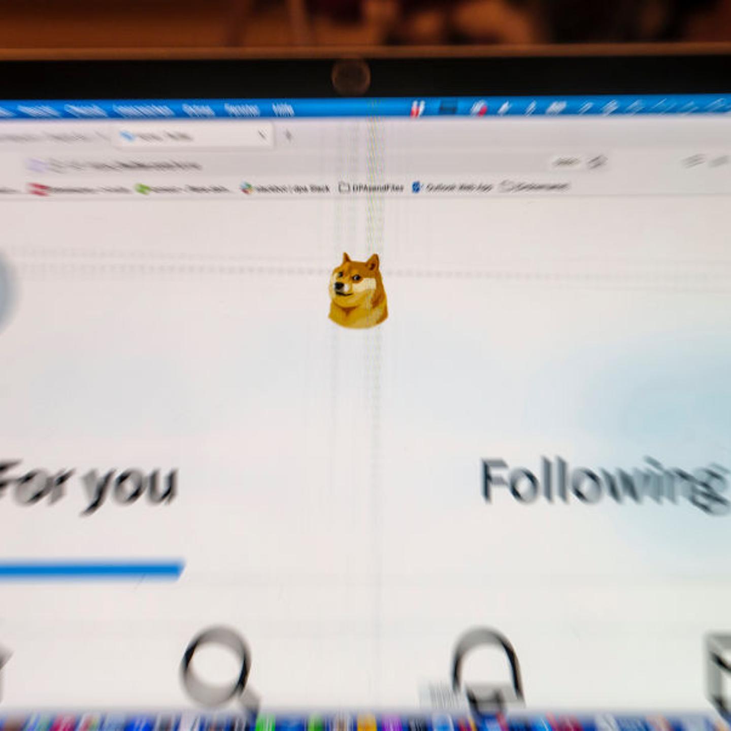 Twitter logo replaced with Dogecoin symbol