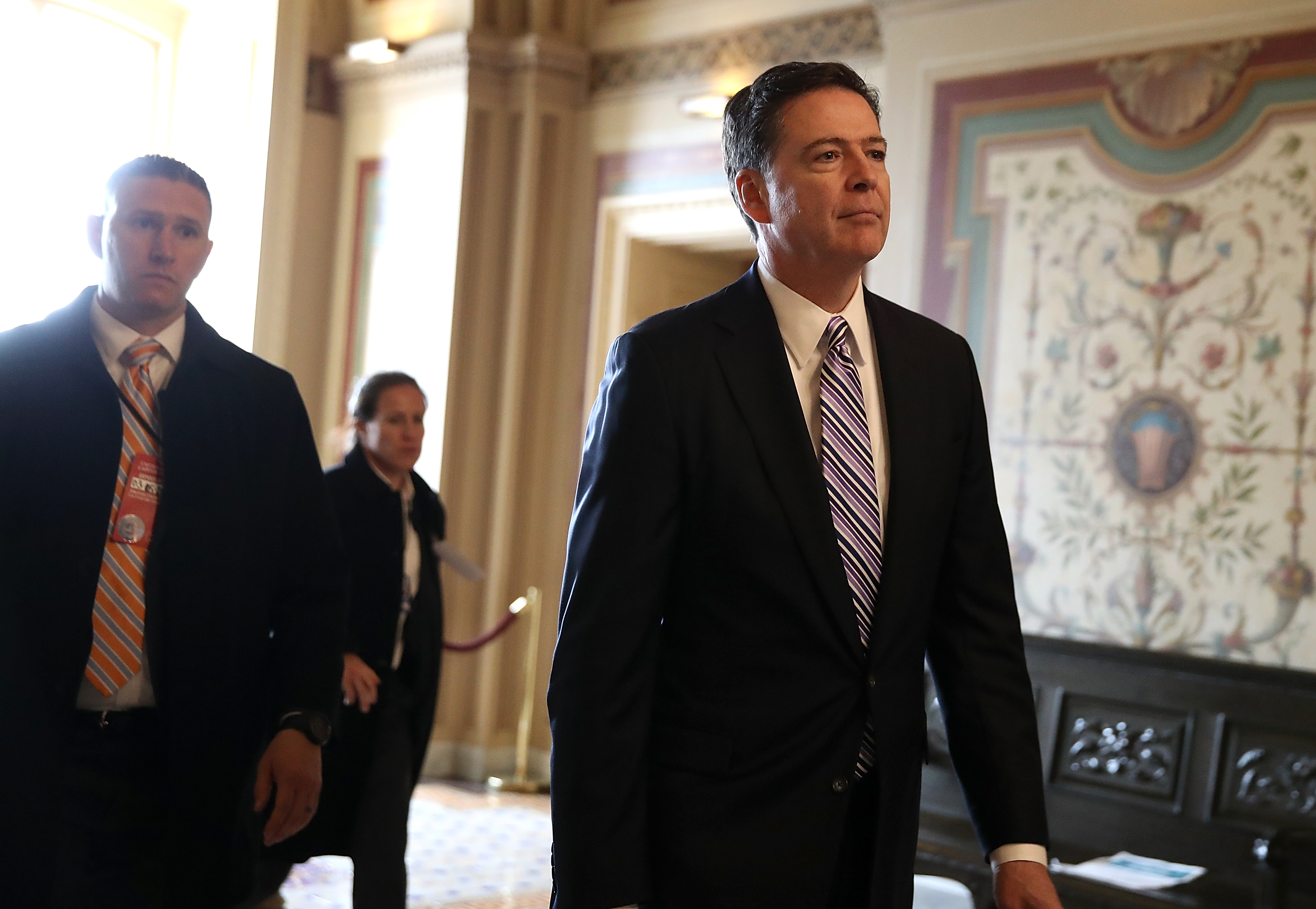 FBI Director James Comey Briefs Senators On Capitol On Intelligence Matters