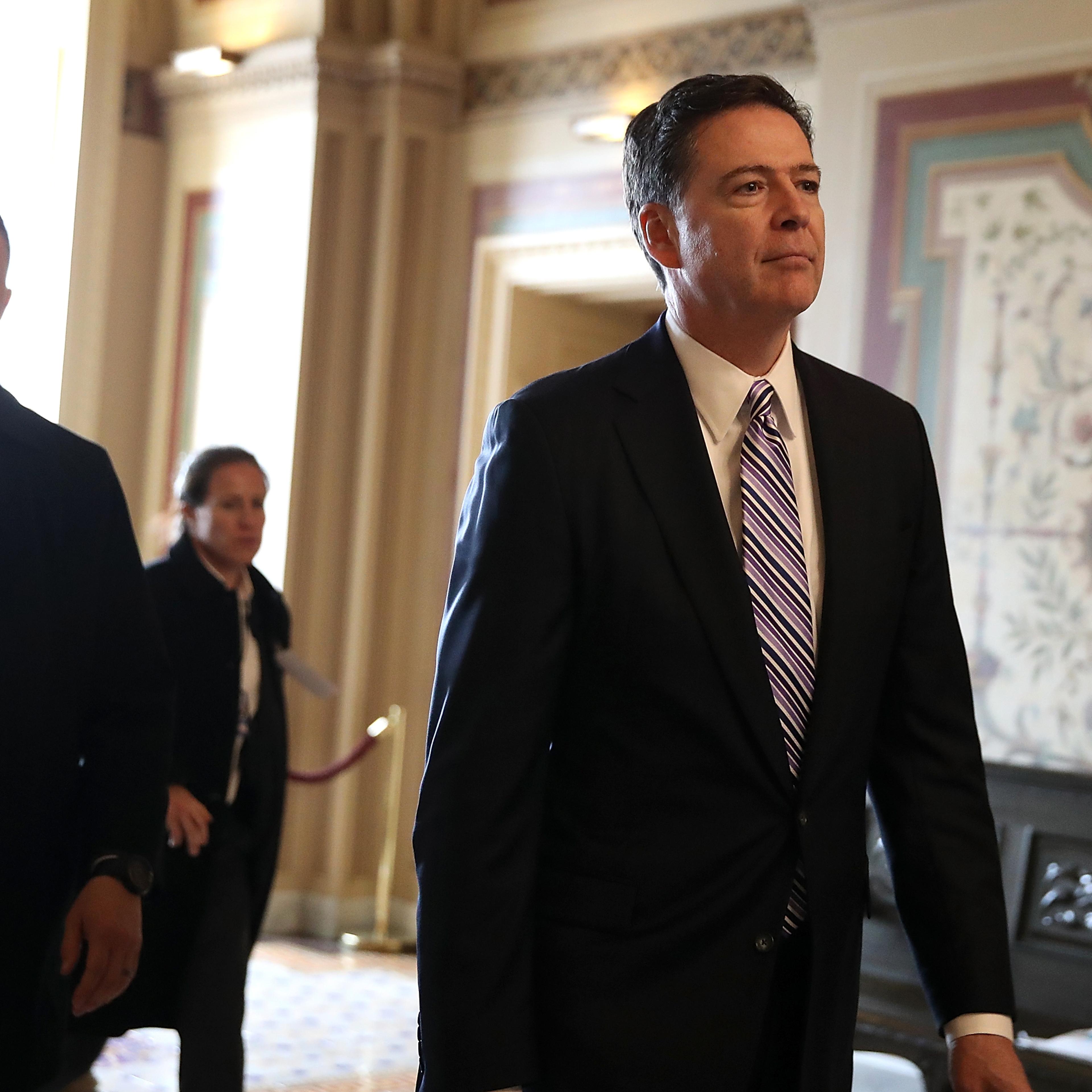 FBI Director James Comey Briefs Senators On Capitol On Intelligence Matters
